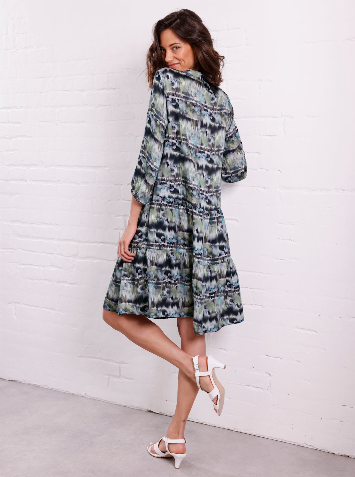 CREATION L PREMIUM Druckkleid - schilf-jade-bedruckt