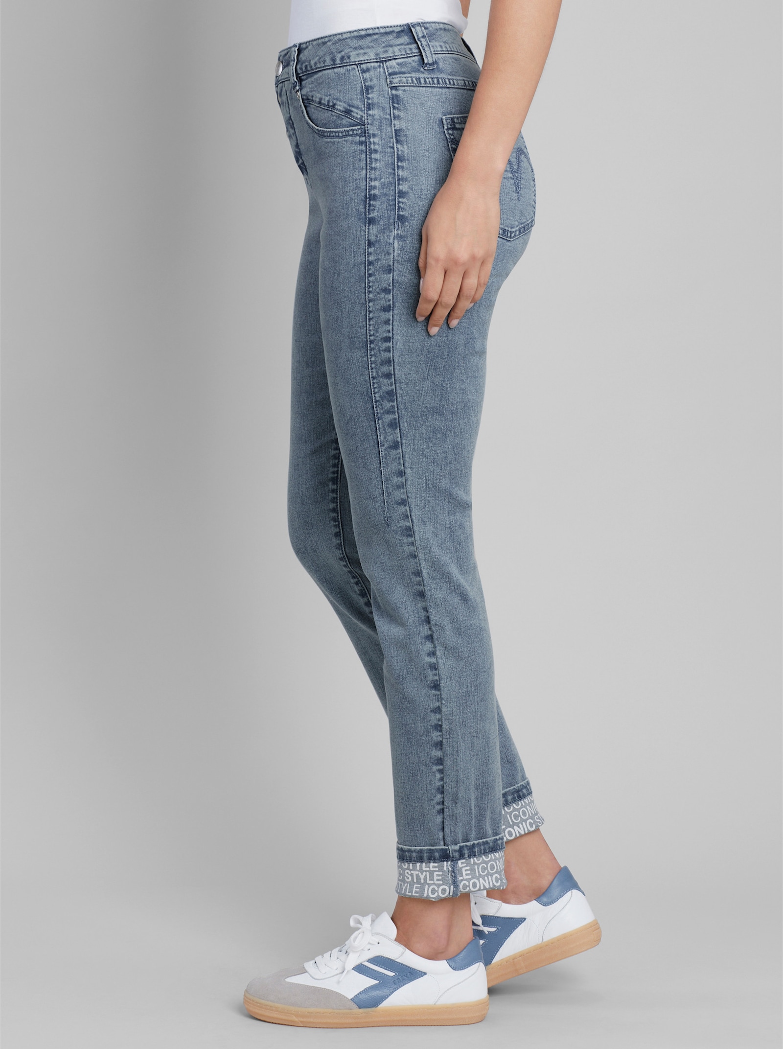 heine 5-pocketjeans met opschrift - blue-bleached