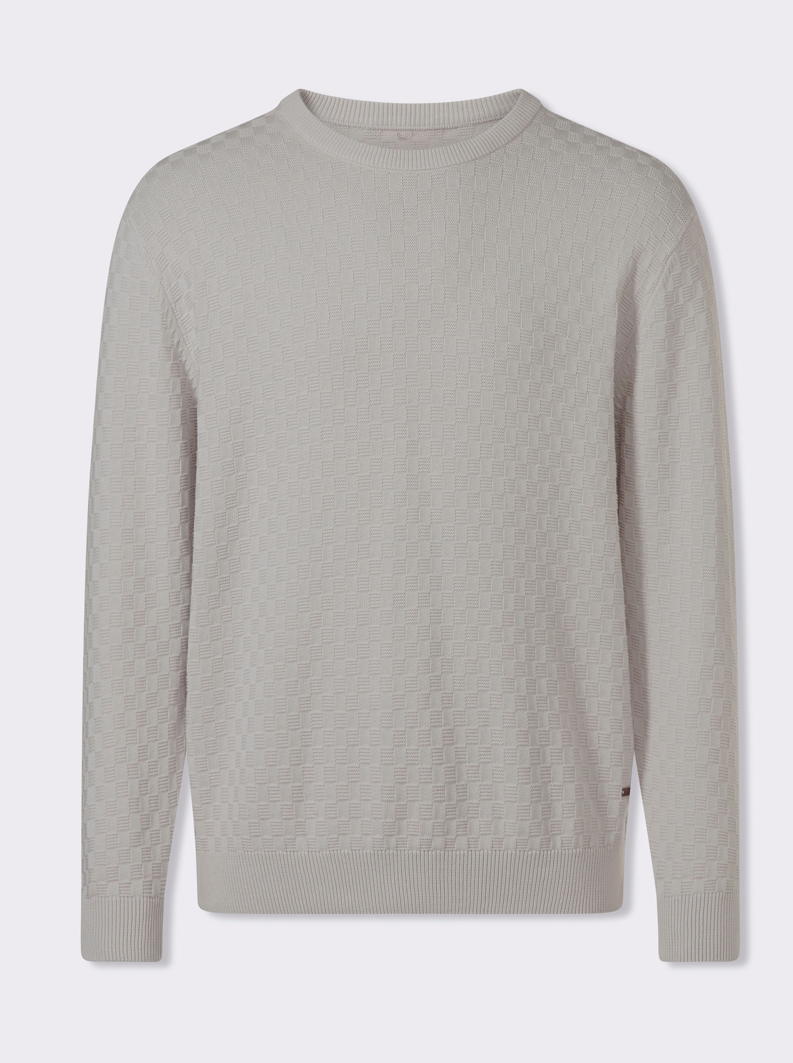 Marco Donati Rundhalspullover im Schachbrett-Muster rundum - hellgrau