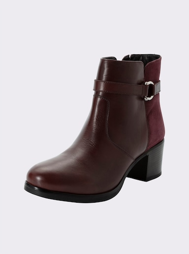 sheego Stiefelette aus Velours- und Glattleder - bordeaux
