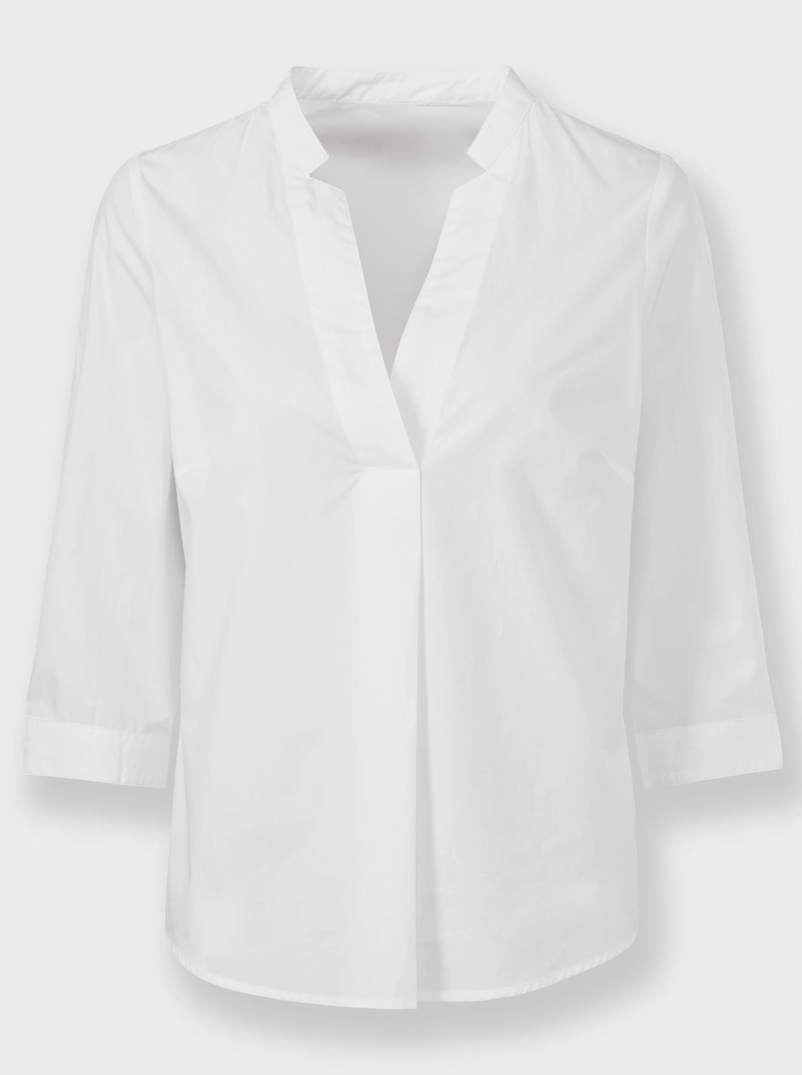 heine Baumwollbluse mit Stehkragen - weiß