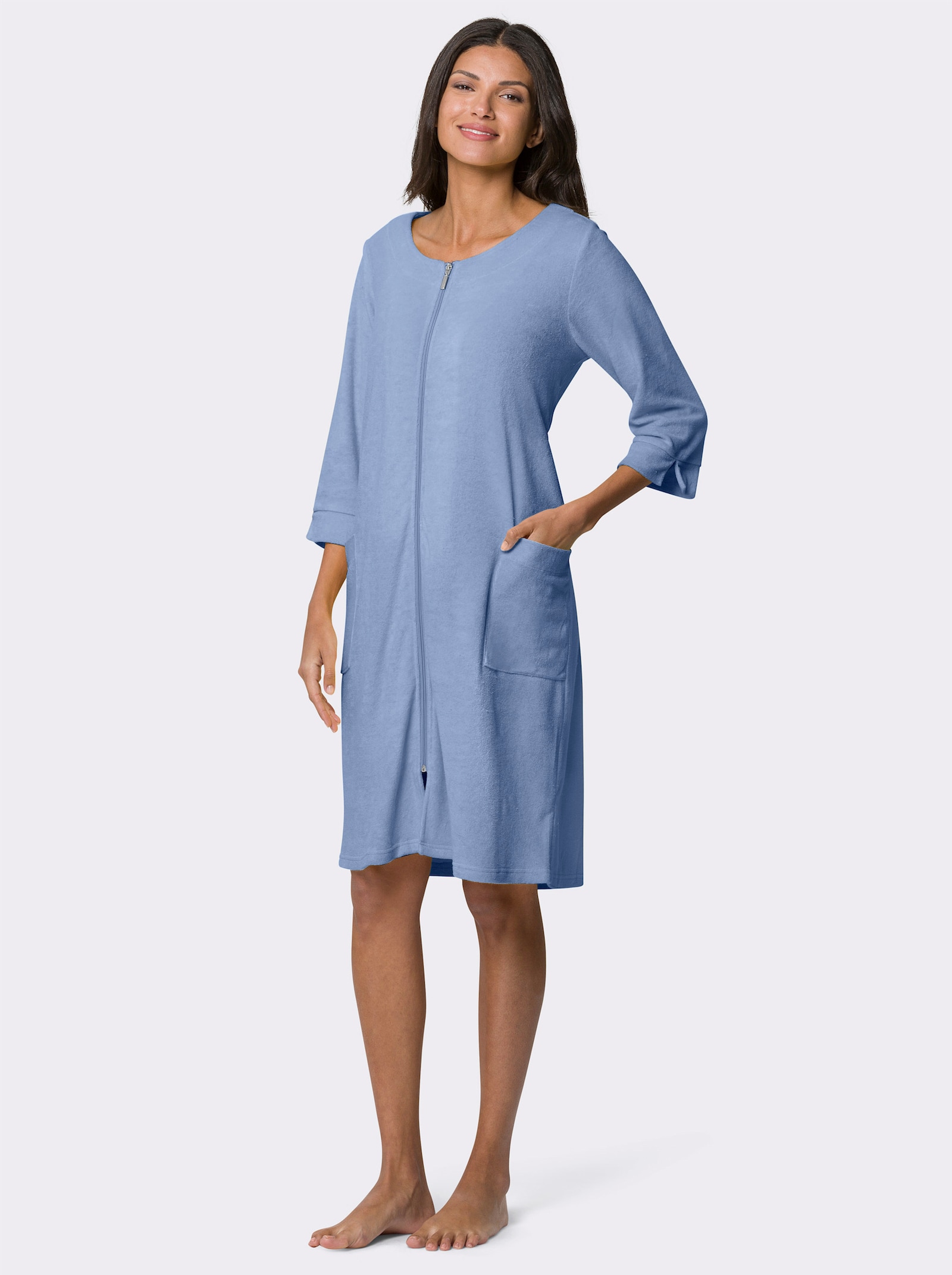 Župan, zipsom, jemné froté - Azúrová