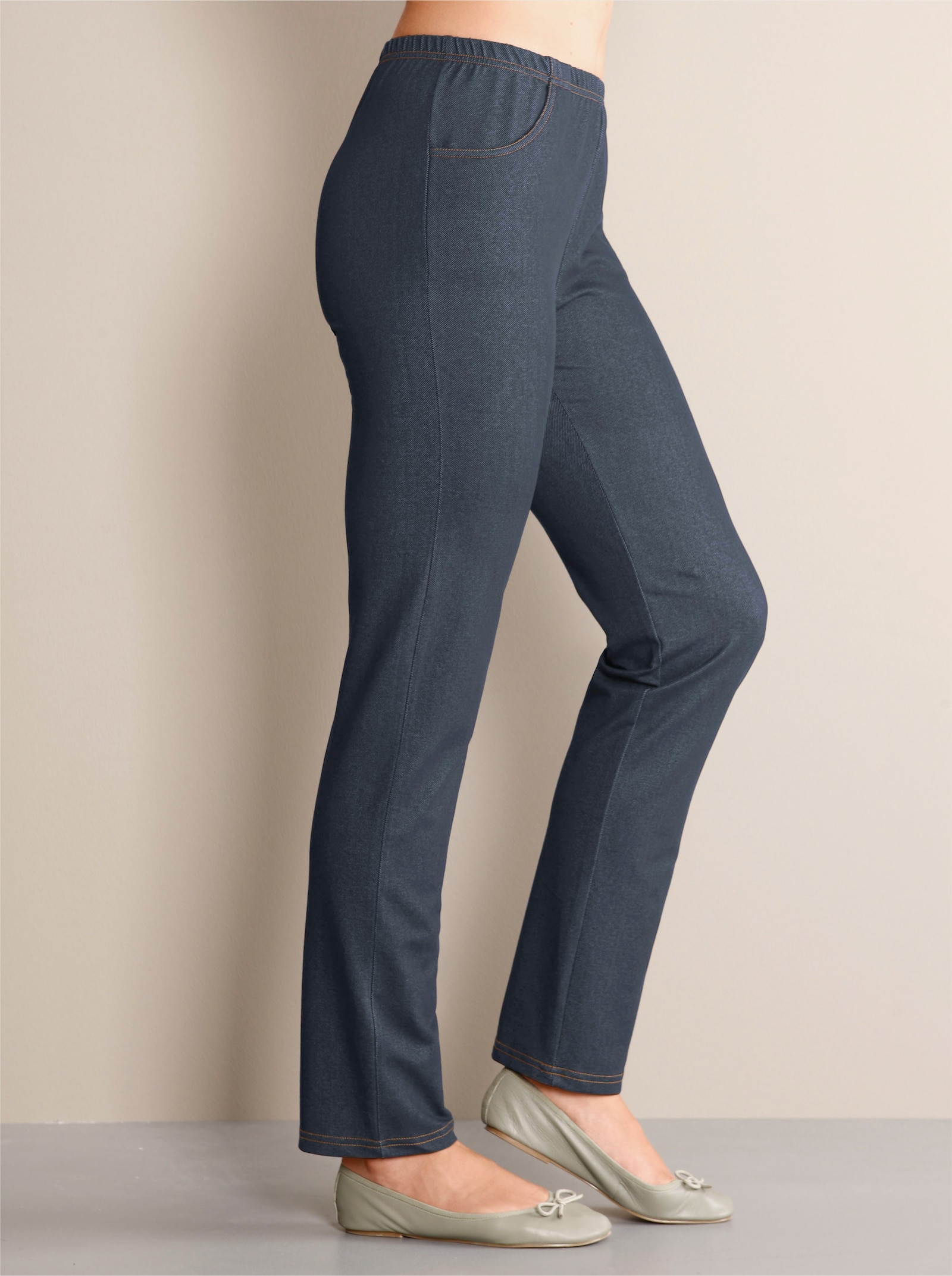Freizeithose mit Kontrastnähten - jeansblau
