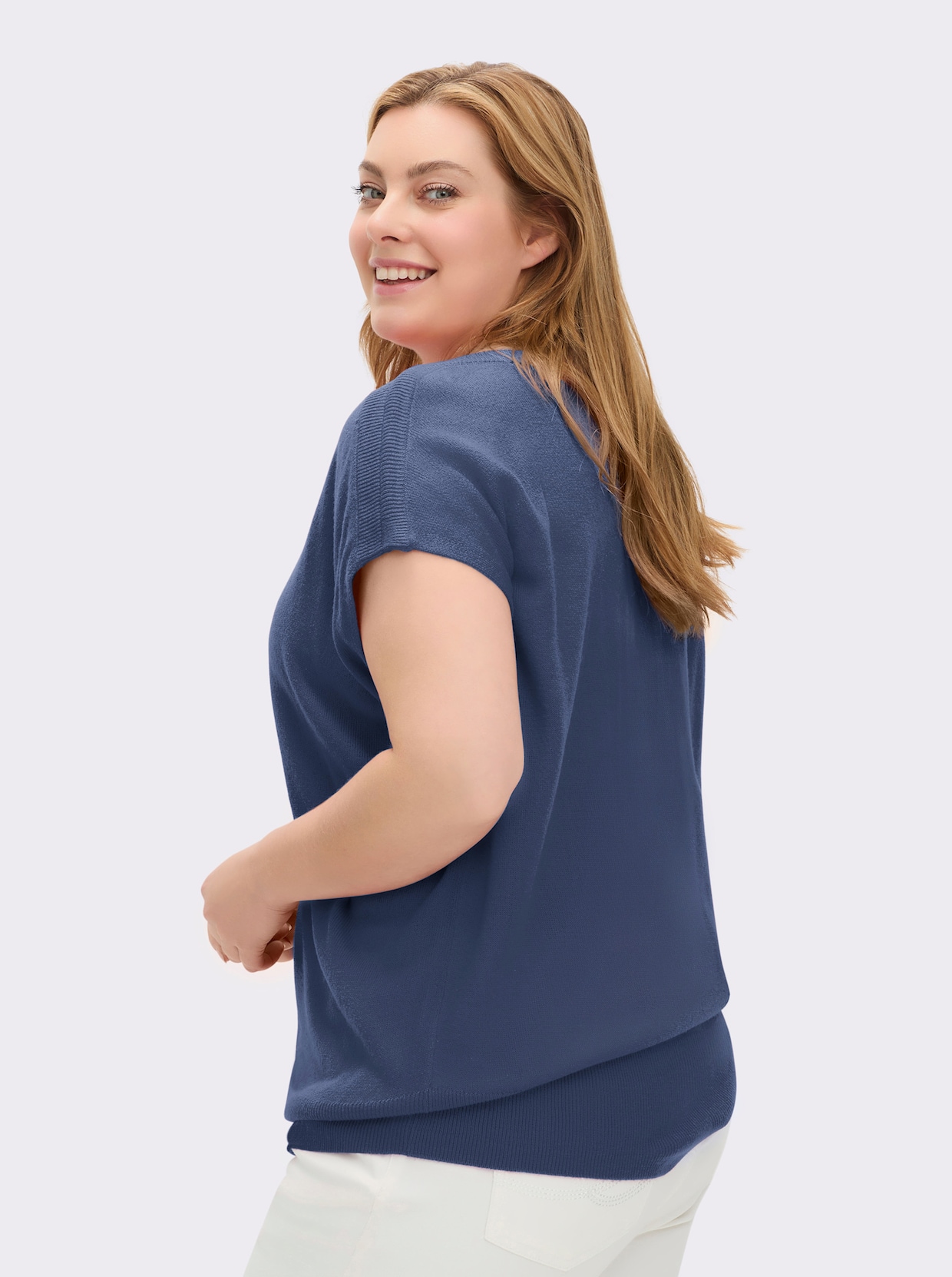 Pullunder mit U-Boot-Ausschnitt - jeansblau