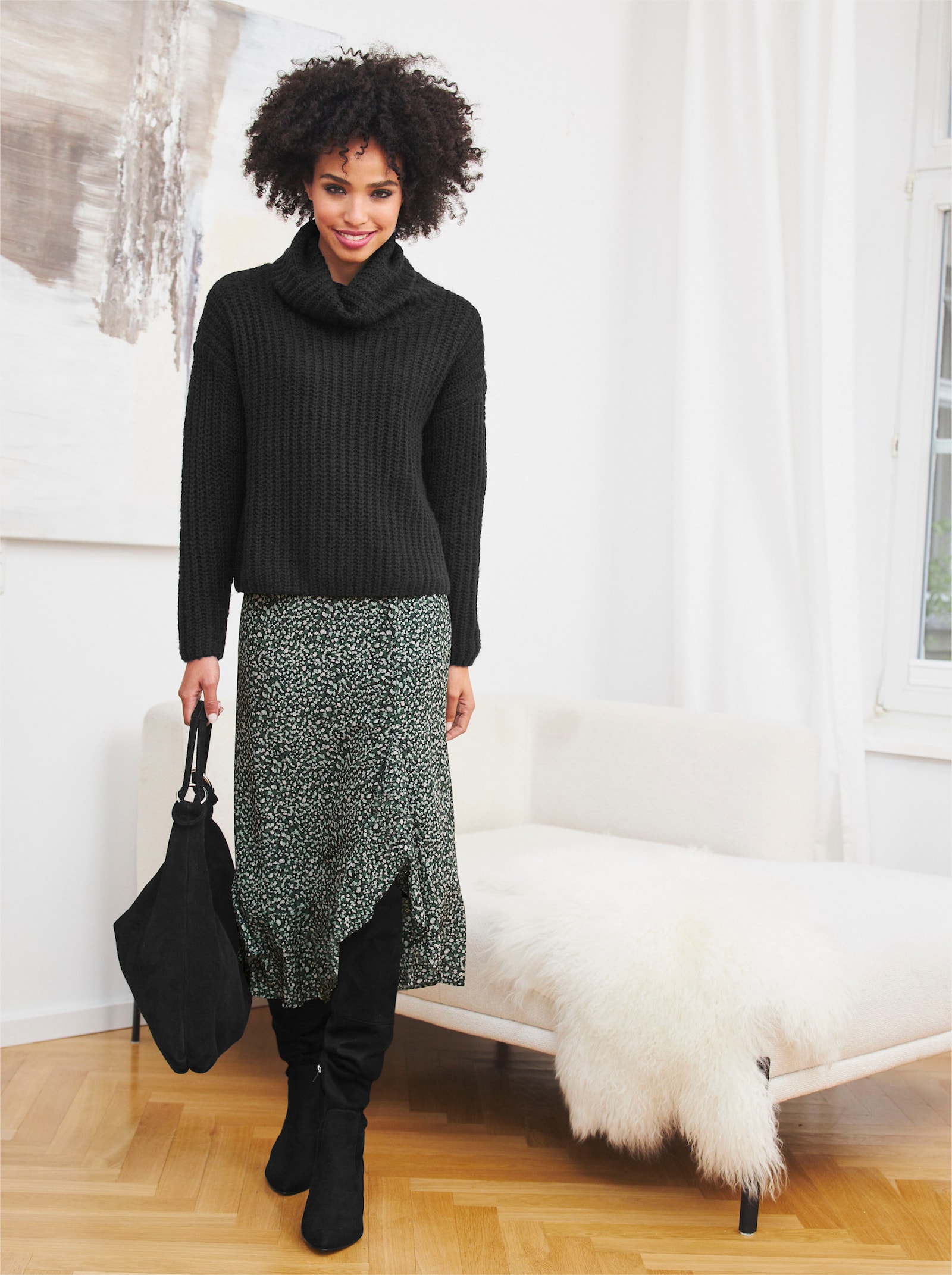 heine Rollkragenpullover im Oversized-Schnitt - schwarz