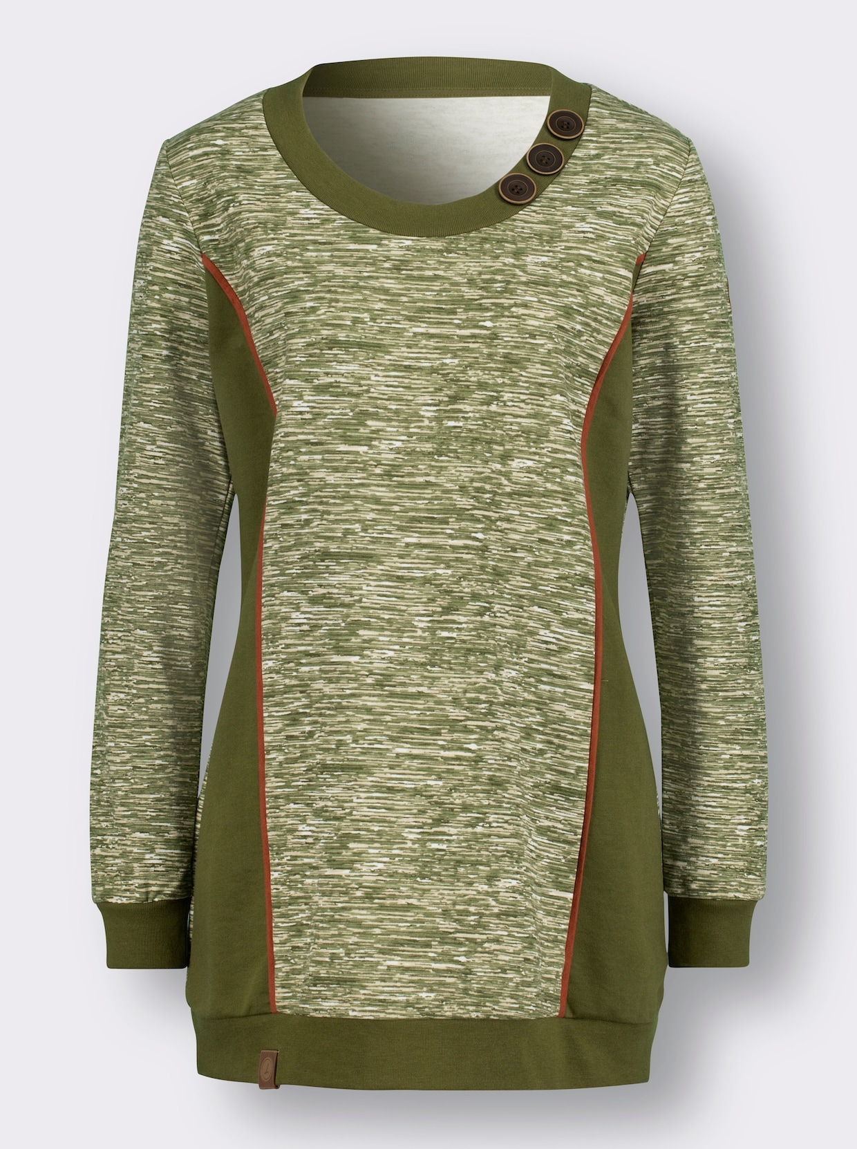 Sweat-shirt - olive-blanc chiné