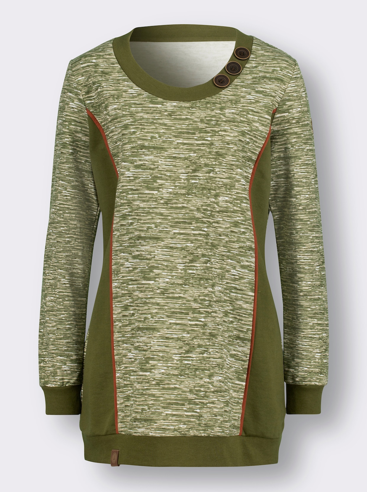 Sweatshirt - oliv-vit-melerad