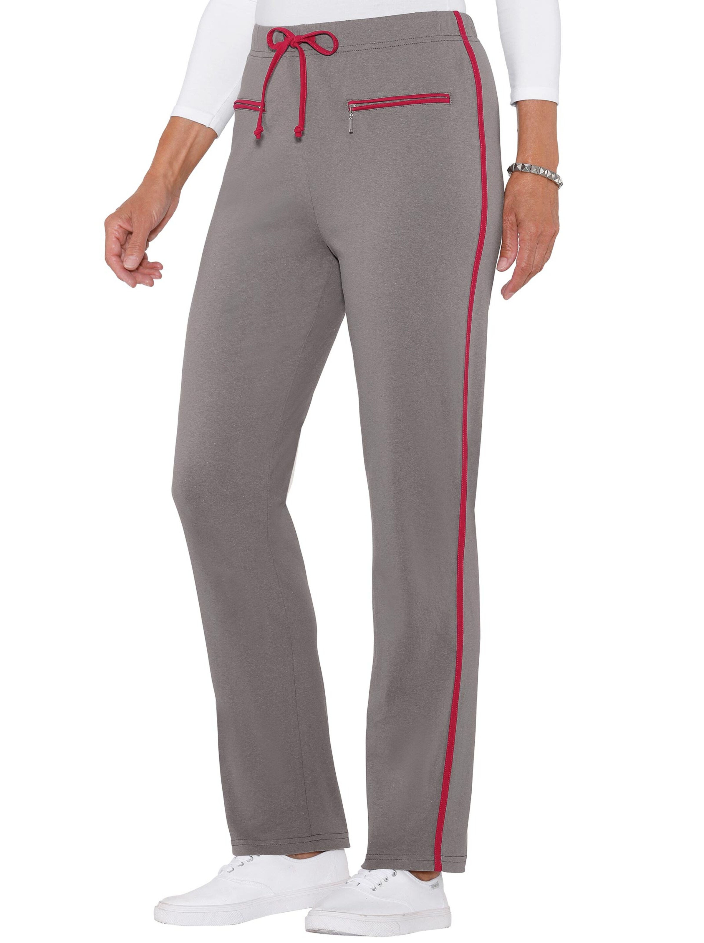 Freizeithose - grau-rot