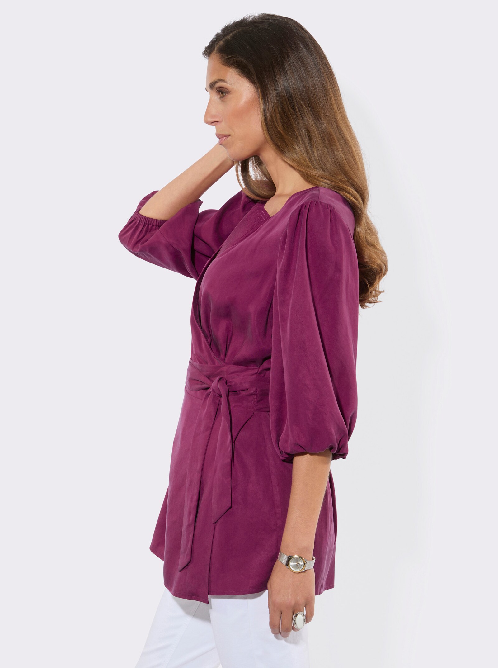 Wickelbluse mit Sicherheitsknopf innen - malve