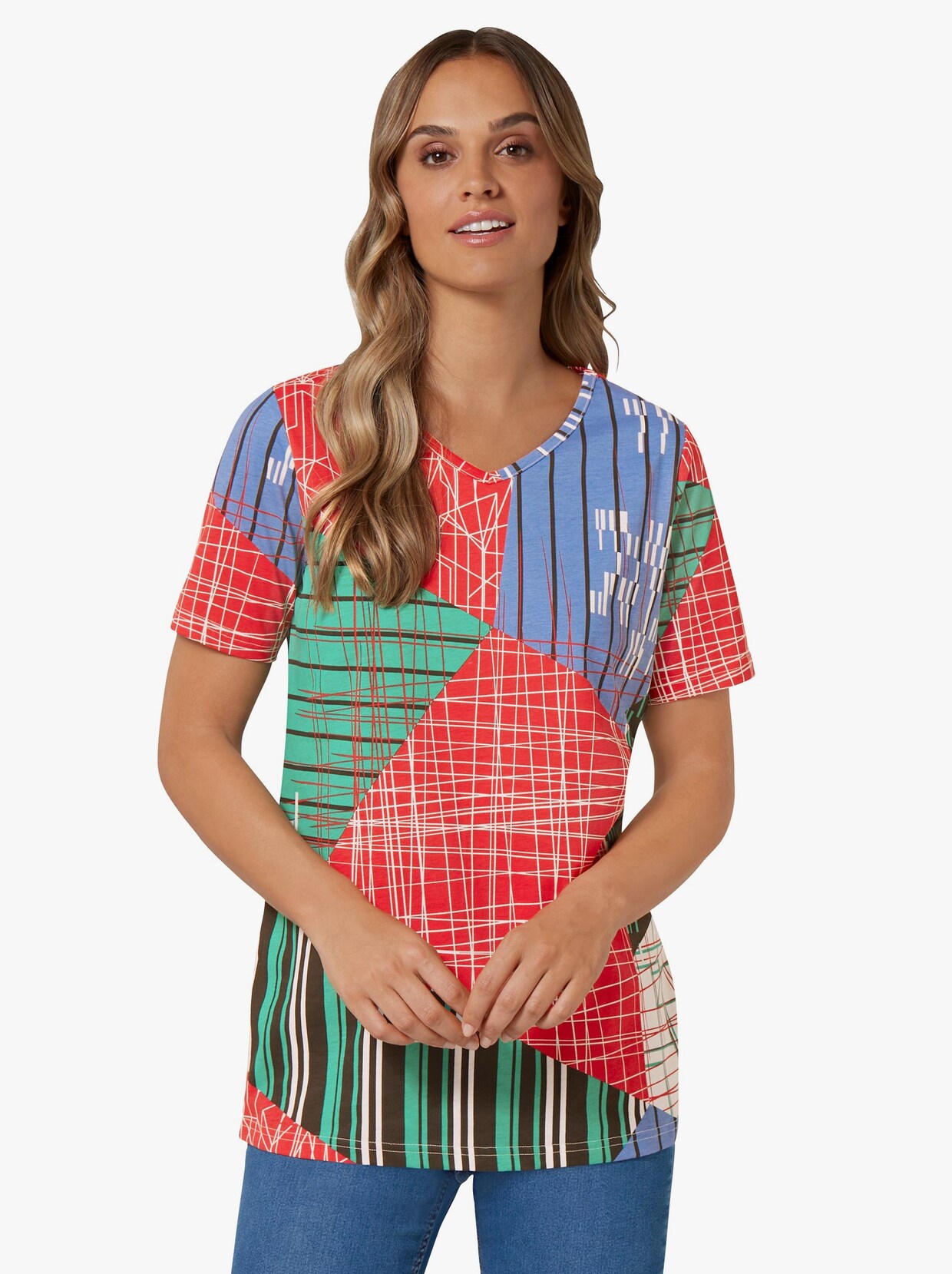 Longshirt - erdbeere-smaragd-bedruckt