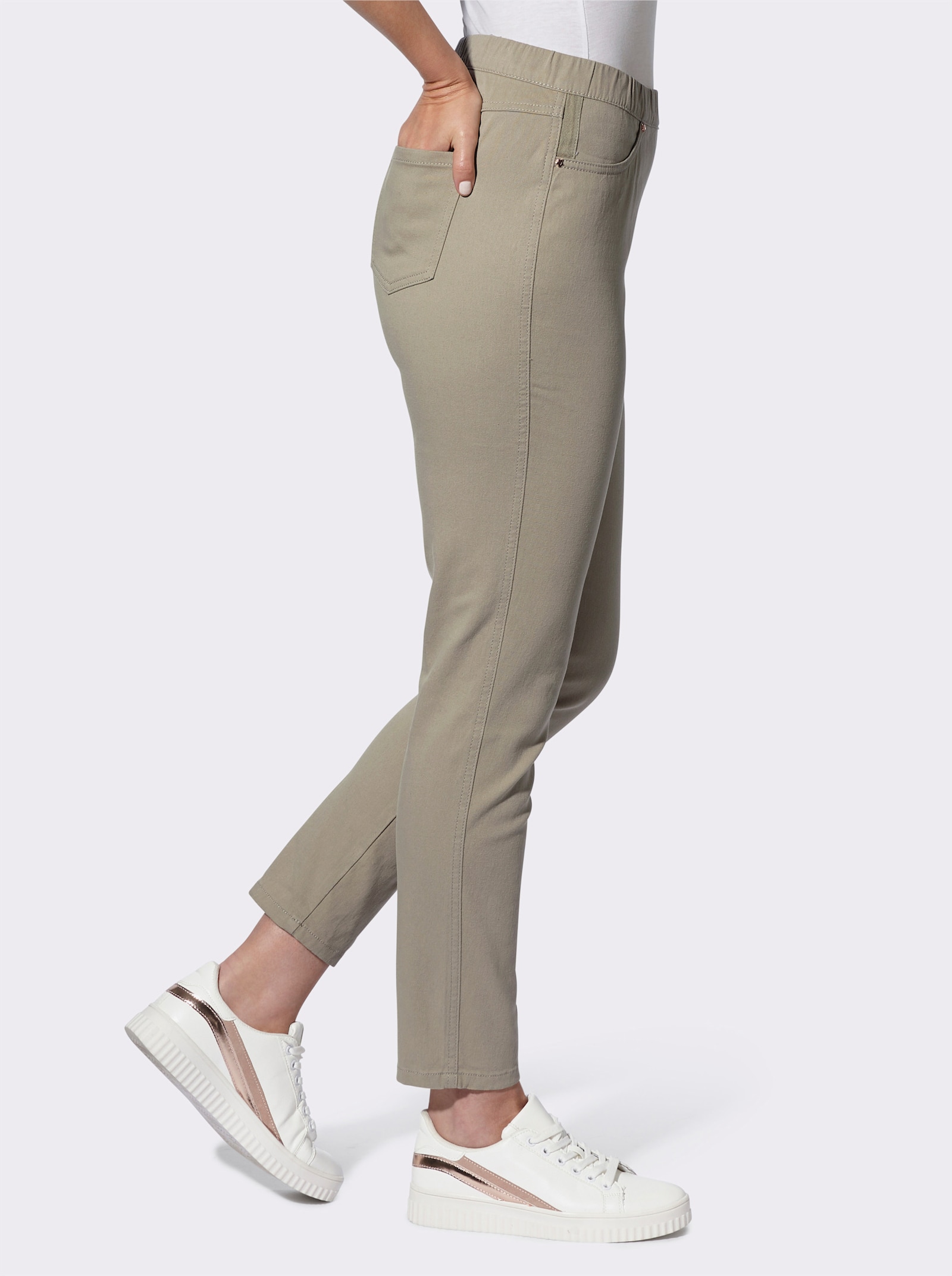 Navlékací kalhoty s elastickým pasem - hnědá