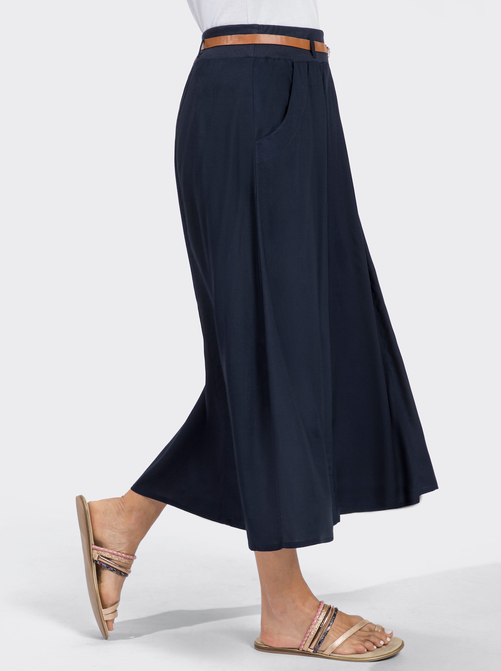 Schlupfrock mit passendem Gürtel - nachtblau