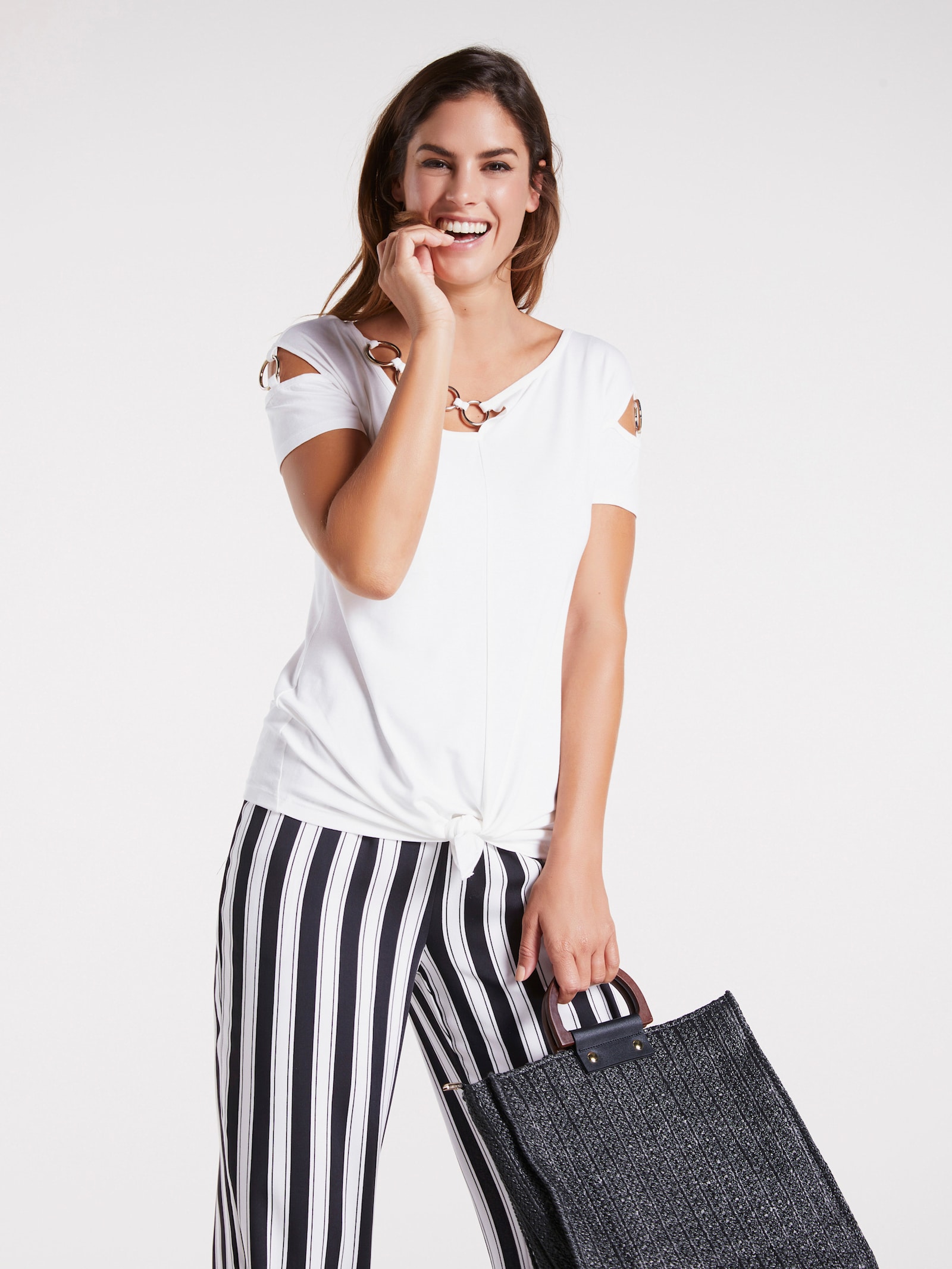 heine T-shirt à manches courtes à encolure asymétrique - blanc