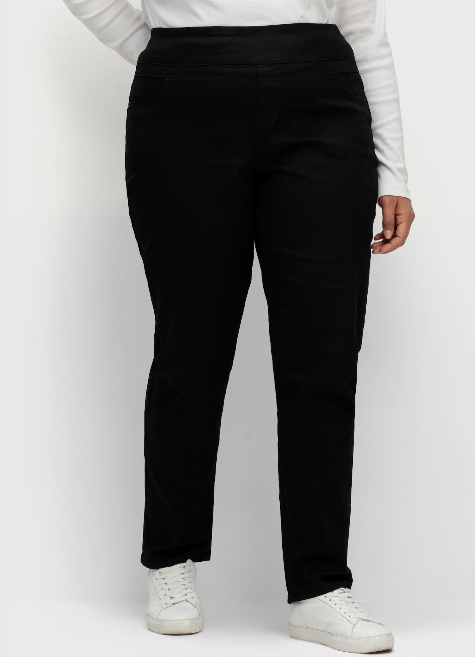 Schlupfhose mit hohem Dehnbund - schwarz