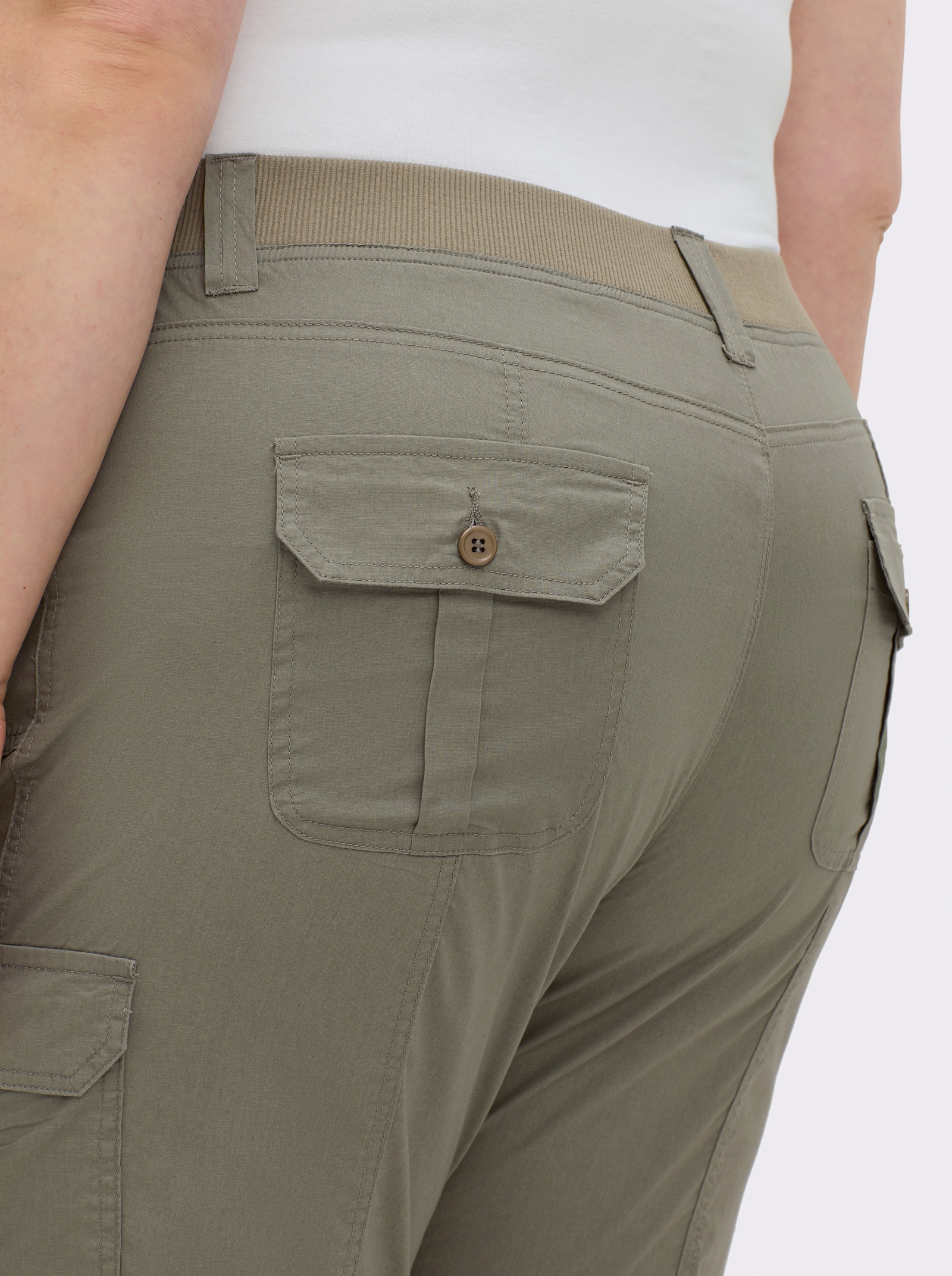 Caprihose mit weitenverstellbarem Saum - hellkhaki