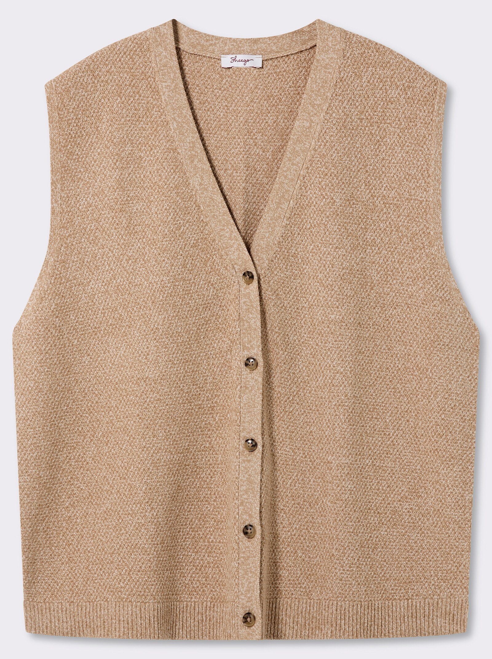 sheego Strickweste in Melange-Optik - camel-meliert