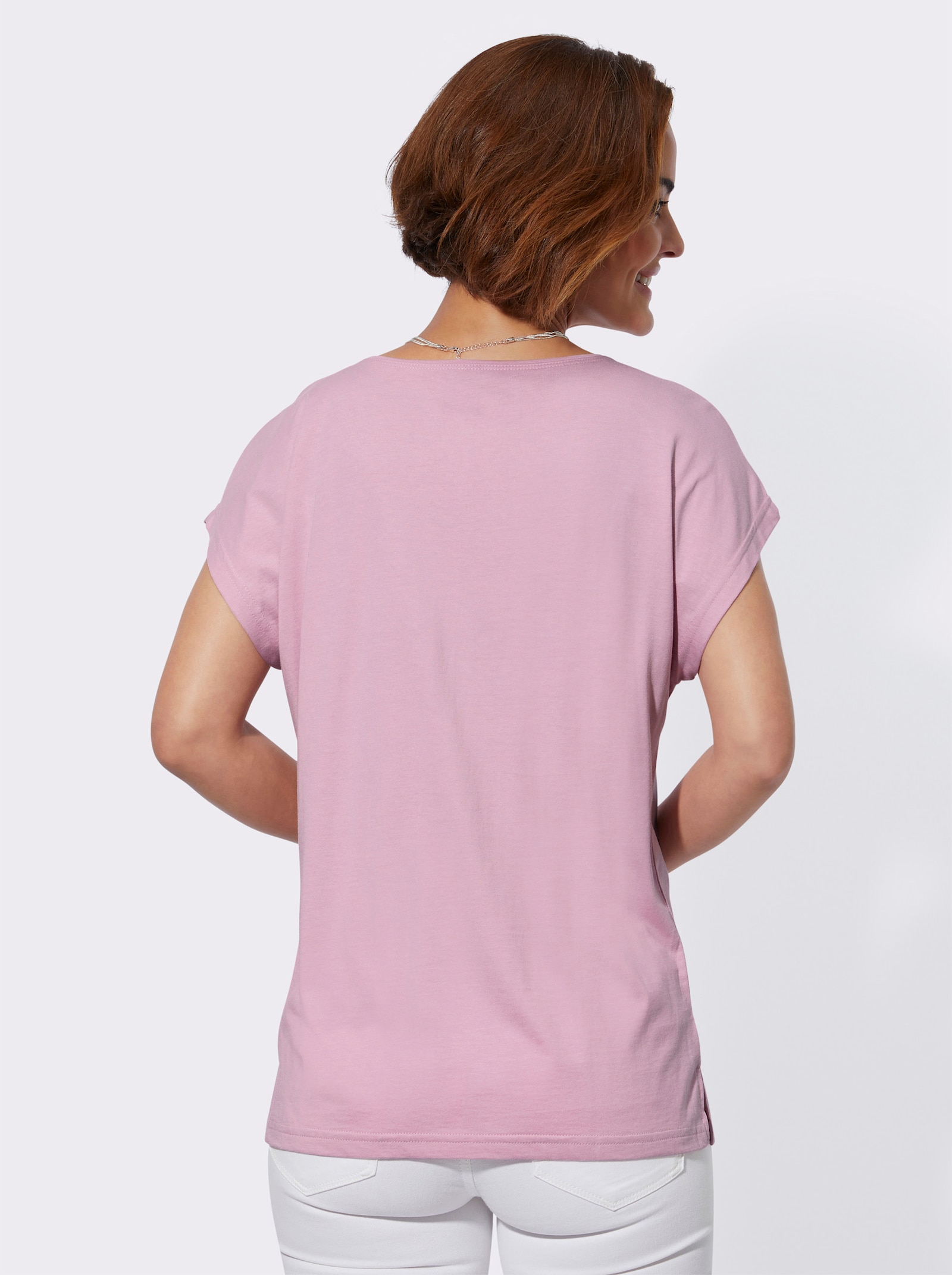 Blousetop met glittersteentjesapplicatie - roze
