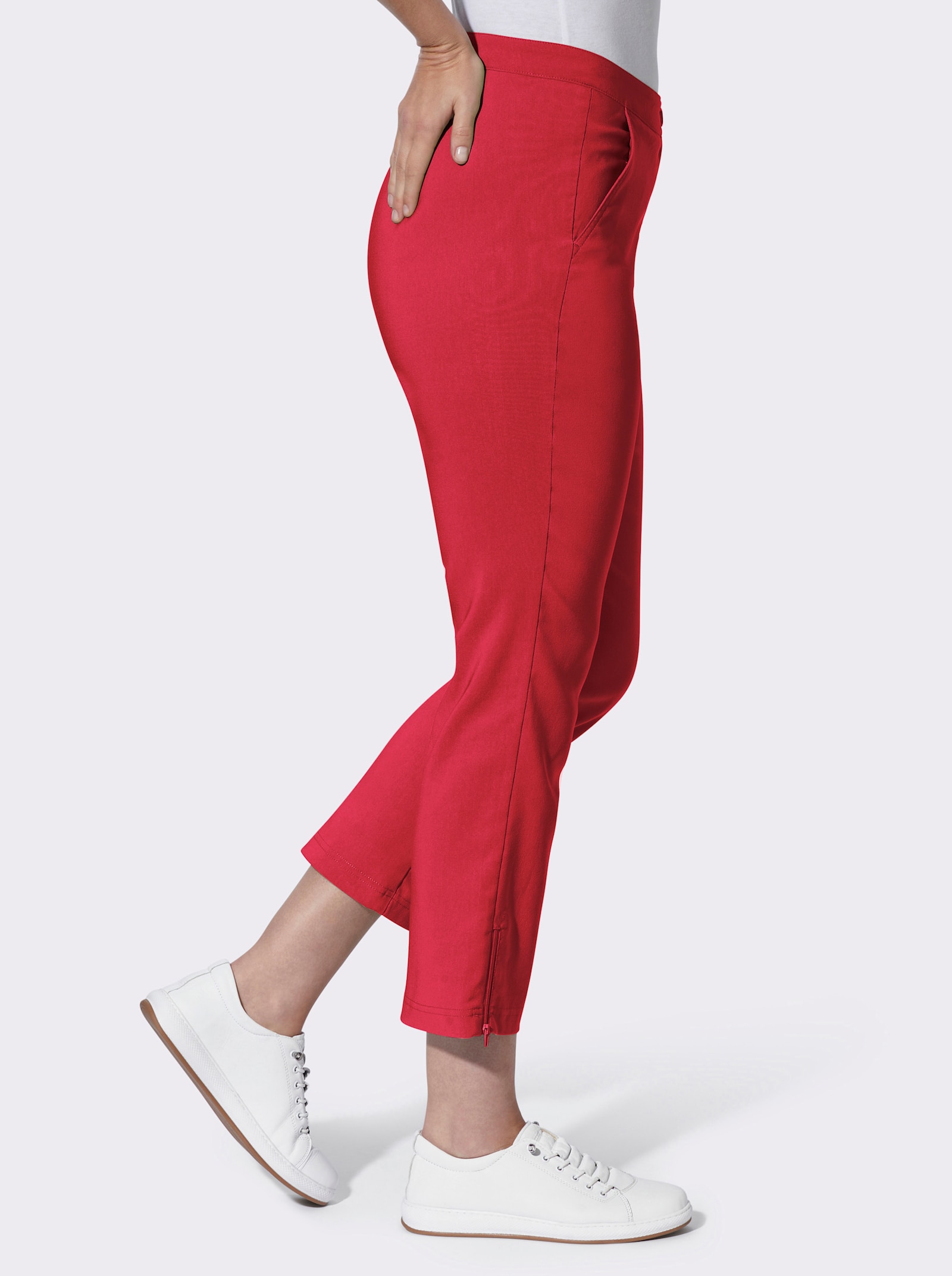 7/8-broek met ritssluitingen aan de zoom - rood