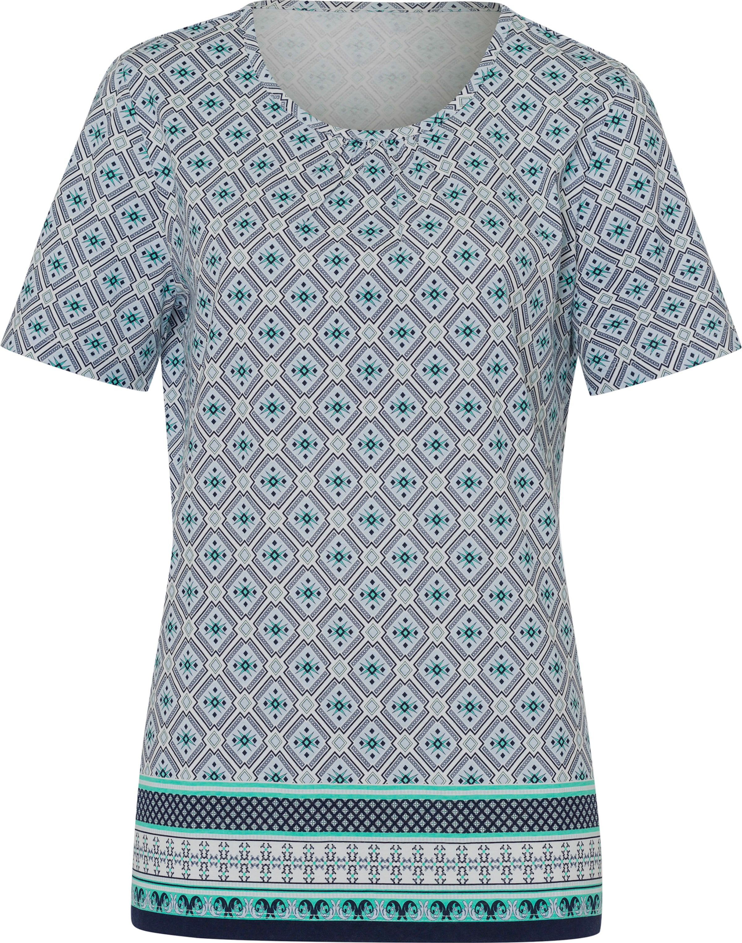 Your Look... for less! Dames Shirt met korte mouwen lichtblauw/wit gedessineerd Maat