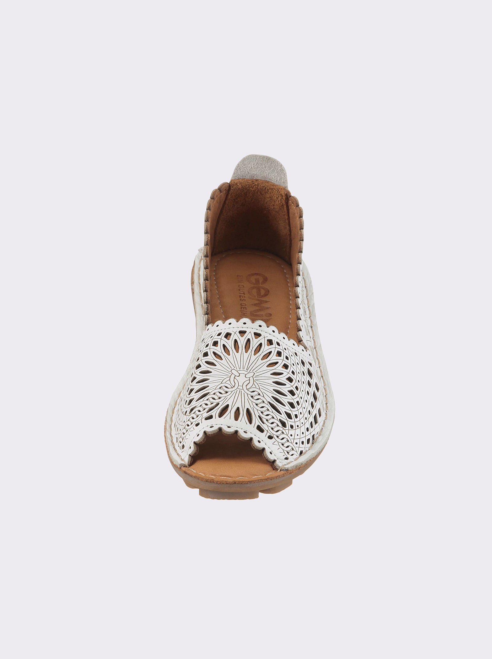 Gemini Slipper zehenoffen, mit Lochmuster - weiss