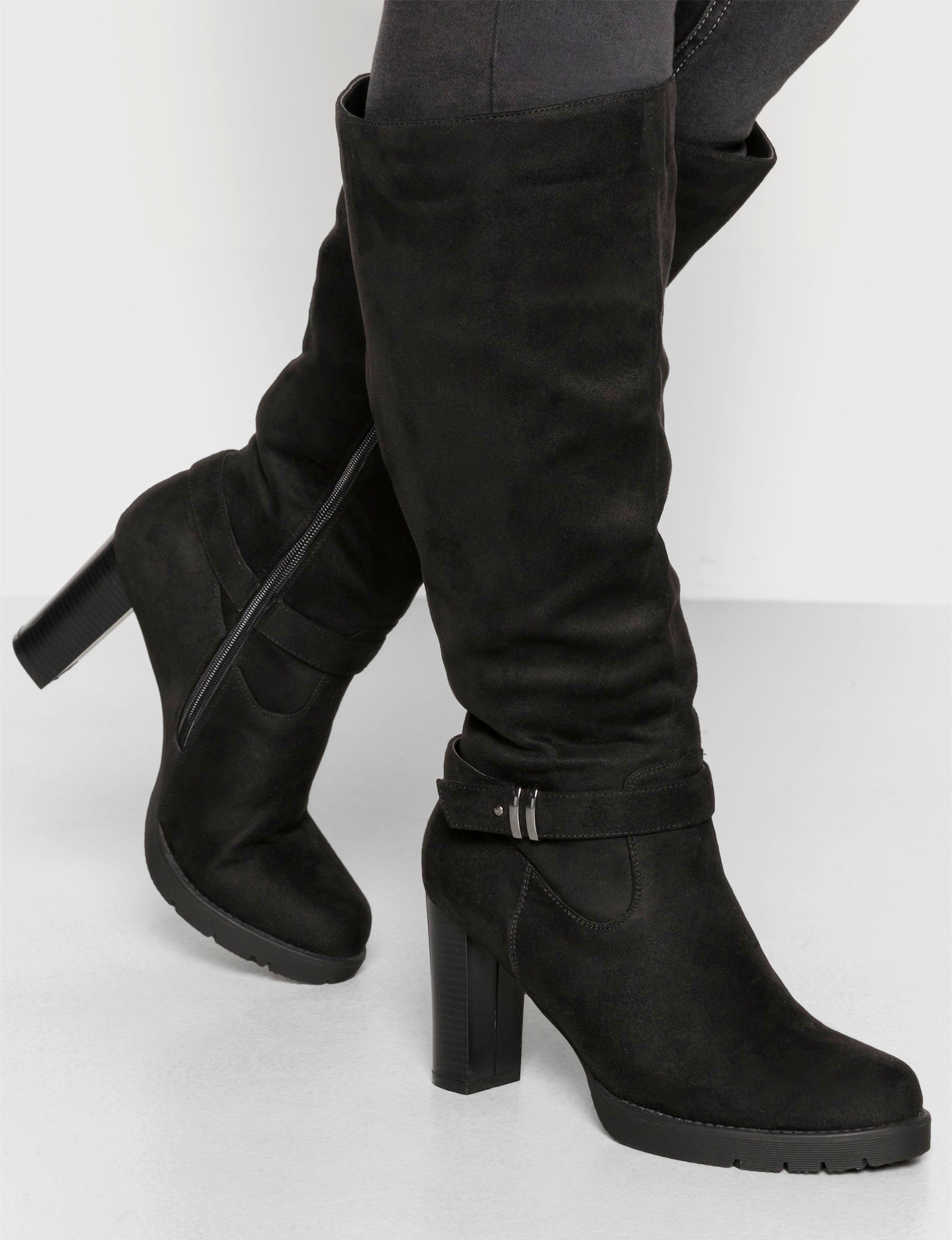 sheego Weitschaftstiefel mit hohem Absatz - schwarz