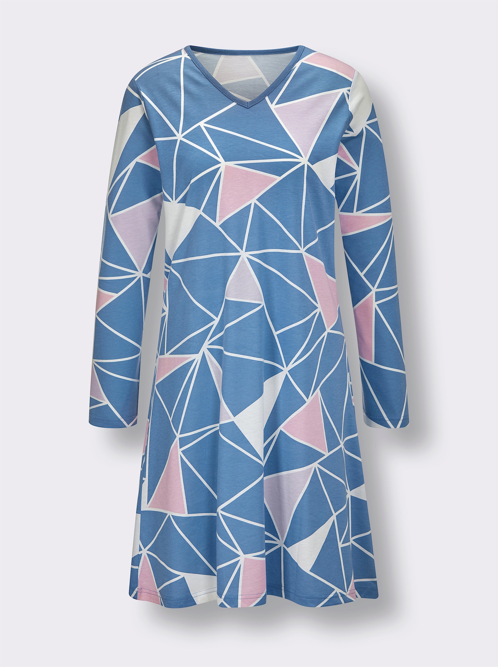 wäschepur Sleepshirts mit Grafikmuster - mittelblau-rosé-bedruckt + flieder