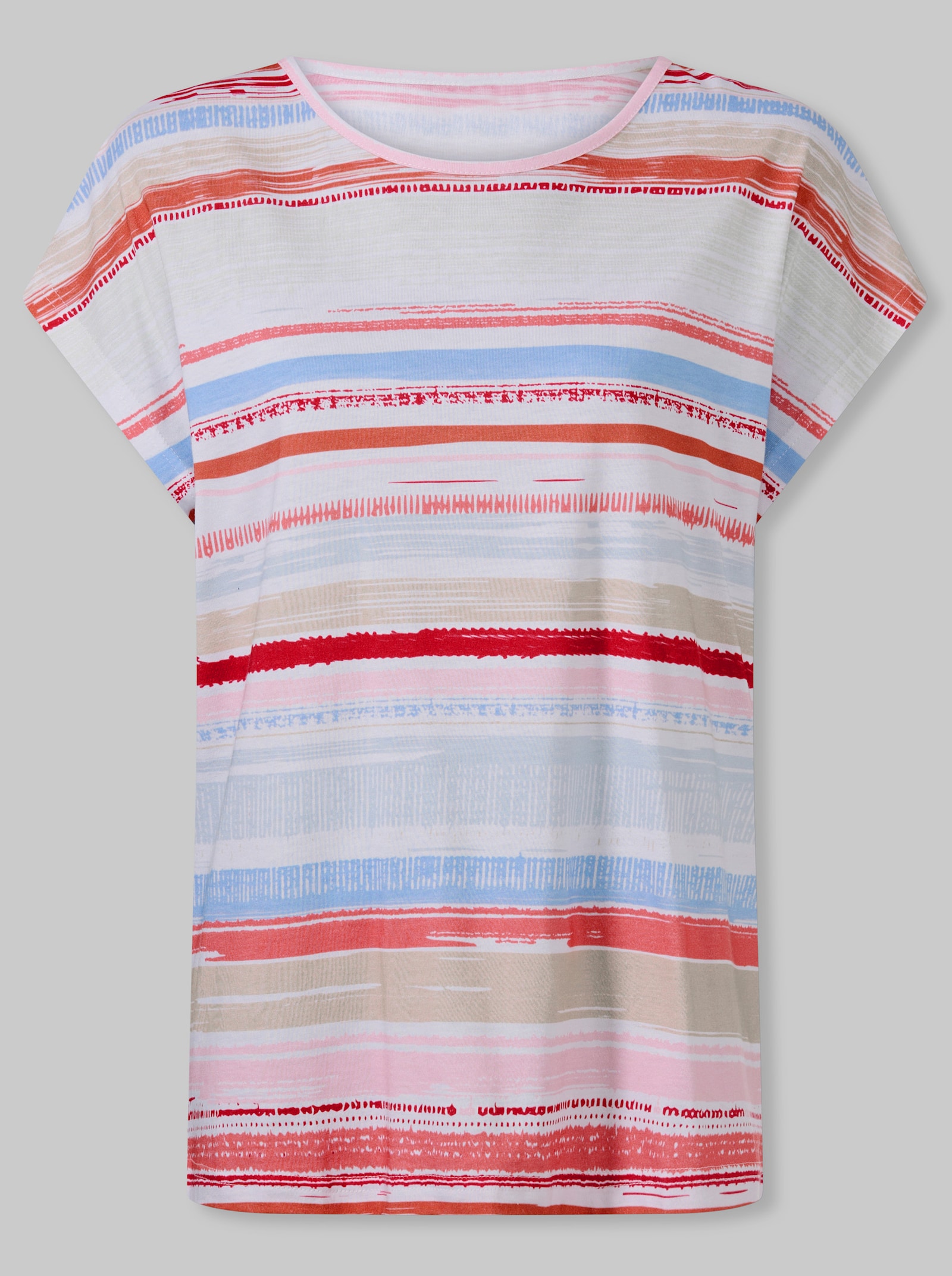 heine Kurzarmshirt mit Ringelstreifen - ecru-hellrosé-geringelt
