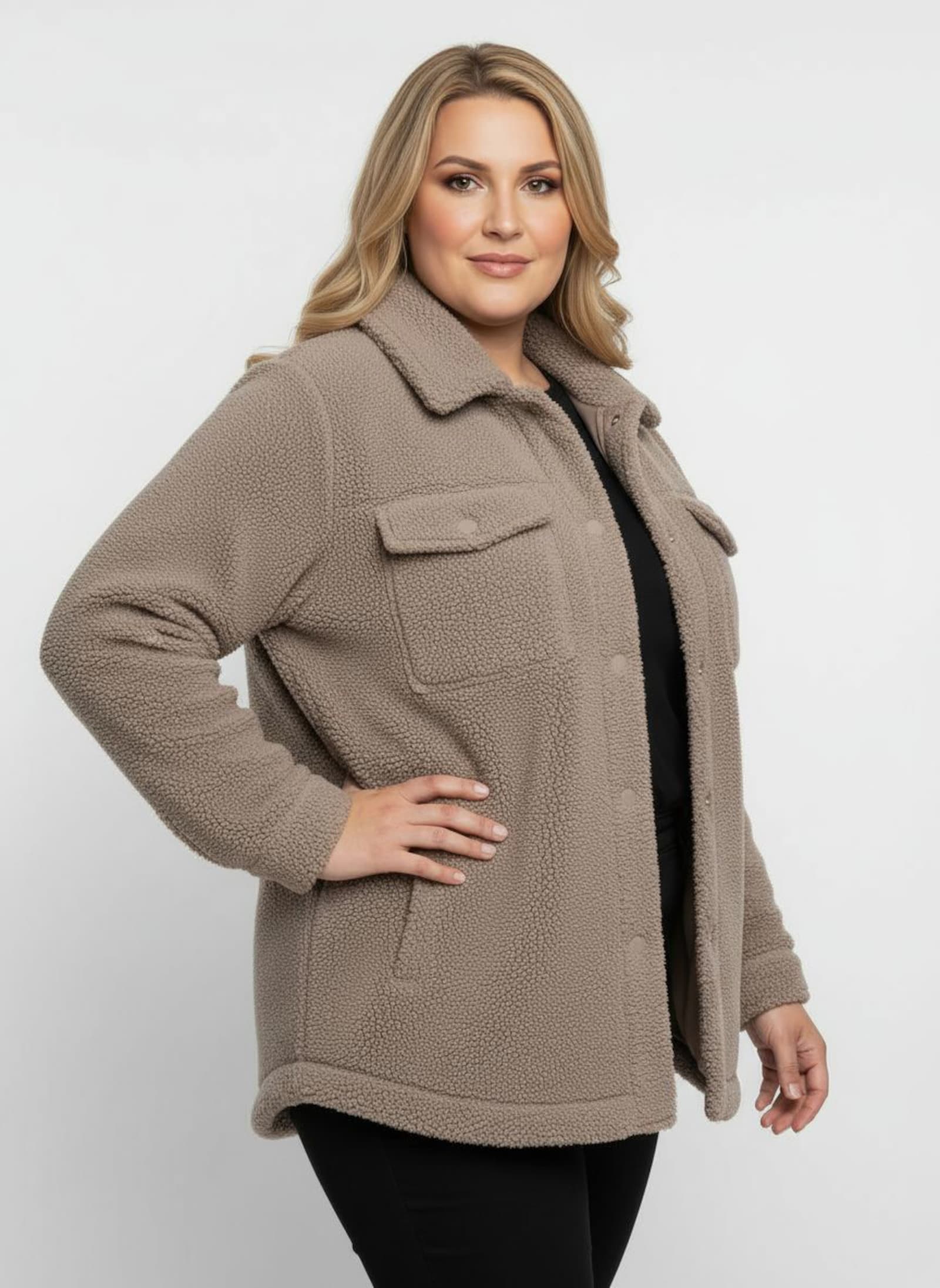 Jackenblazer aus Fleece - taupe