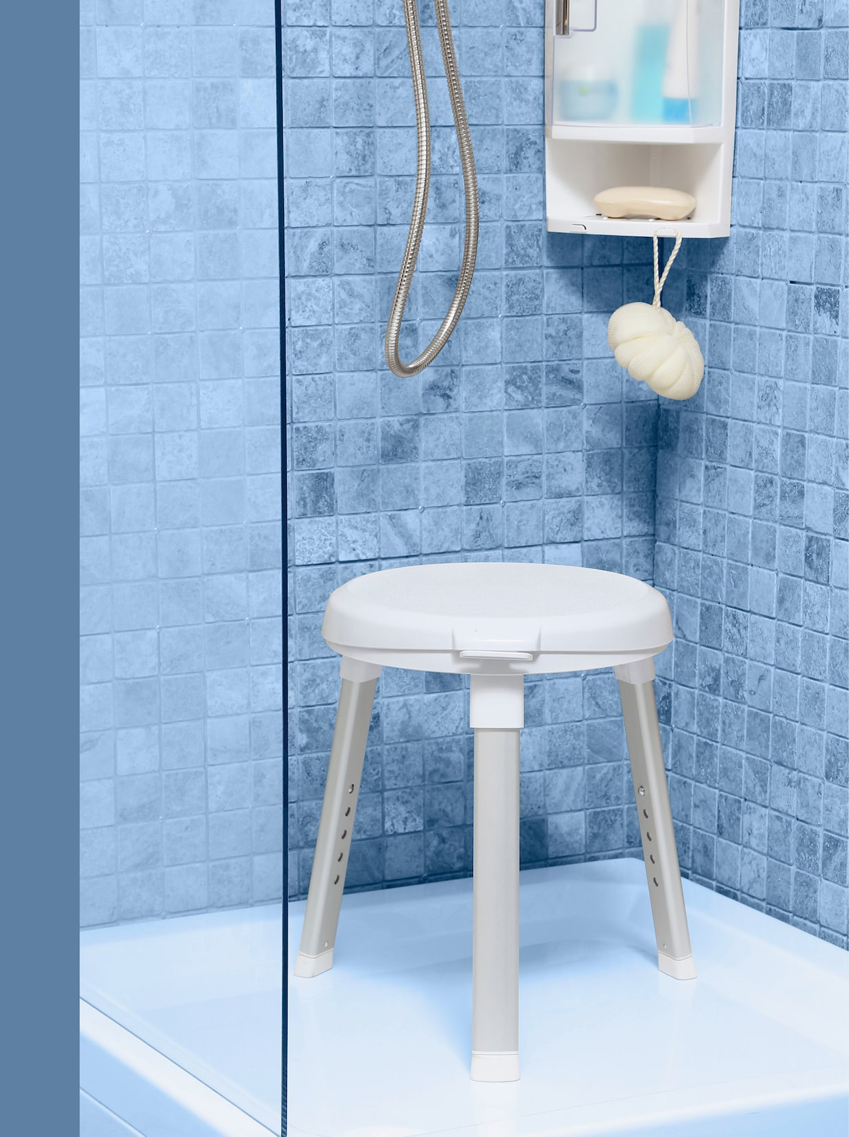 Stolček do sprchy s otočným sedadlom - biela