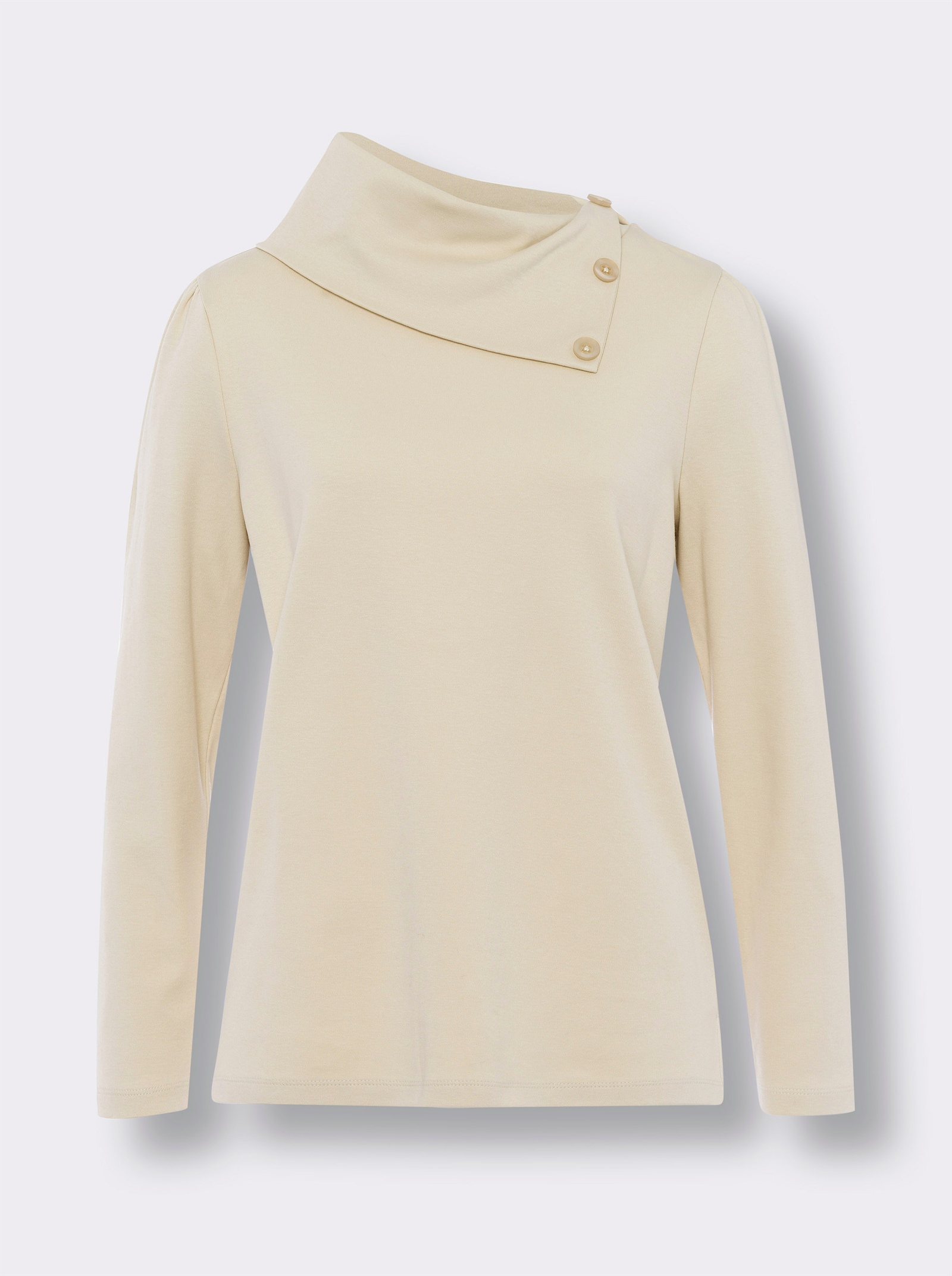 heine Shirt met lange mouwen en platte kraag - zand