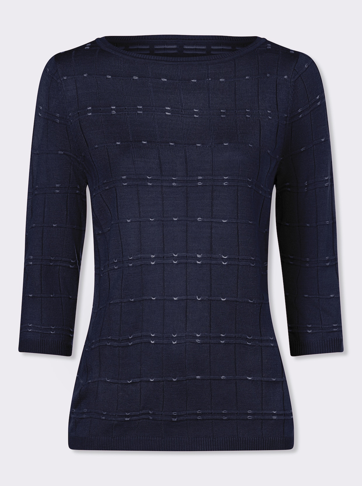 3/4 Arm-Pullover - marine-ecru-gemustert