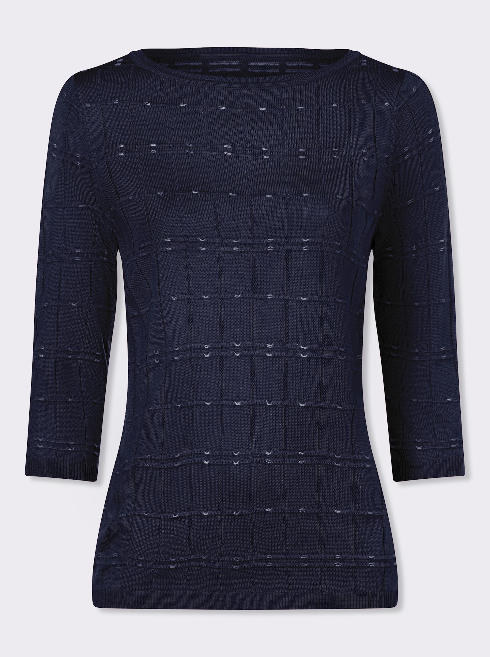 Pulóver, 3/4 rukávy, pletený vzor - vzorovaná námornícka modrá – écru