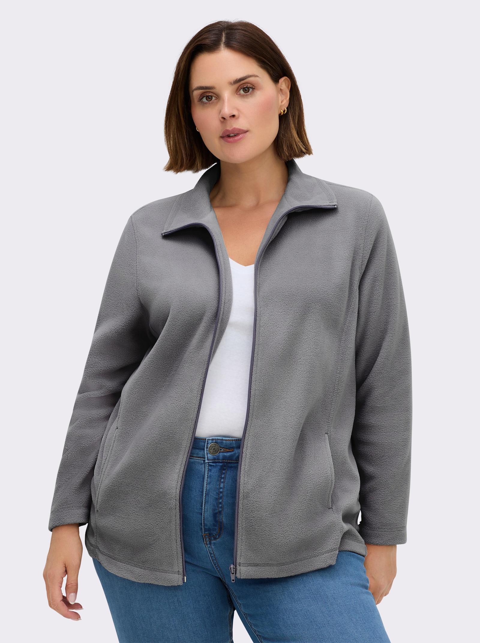 Fleecejacke mit zwei Taschen - grau