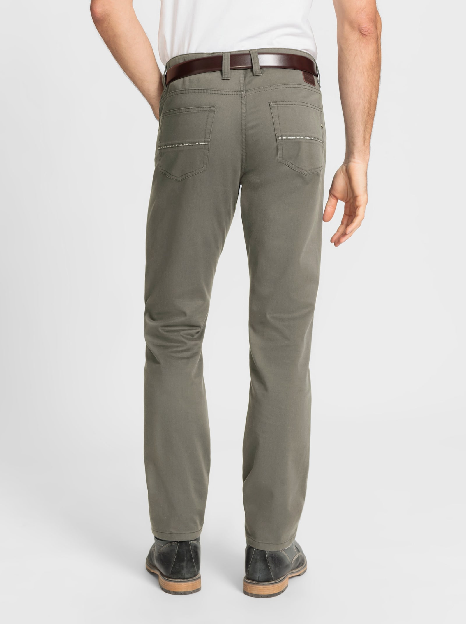 Brühl 5-pocketsbroek van twill - kaki