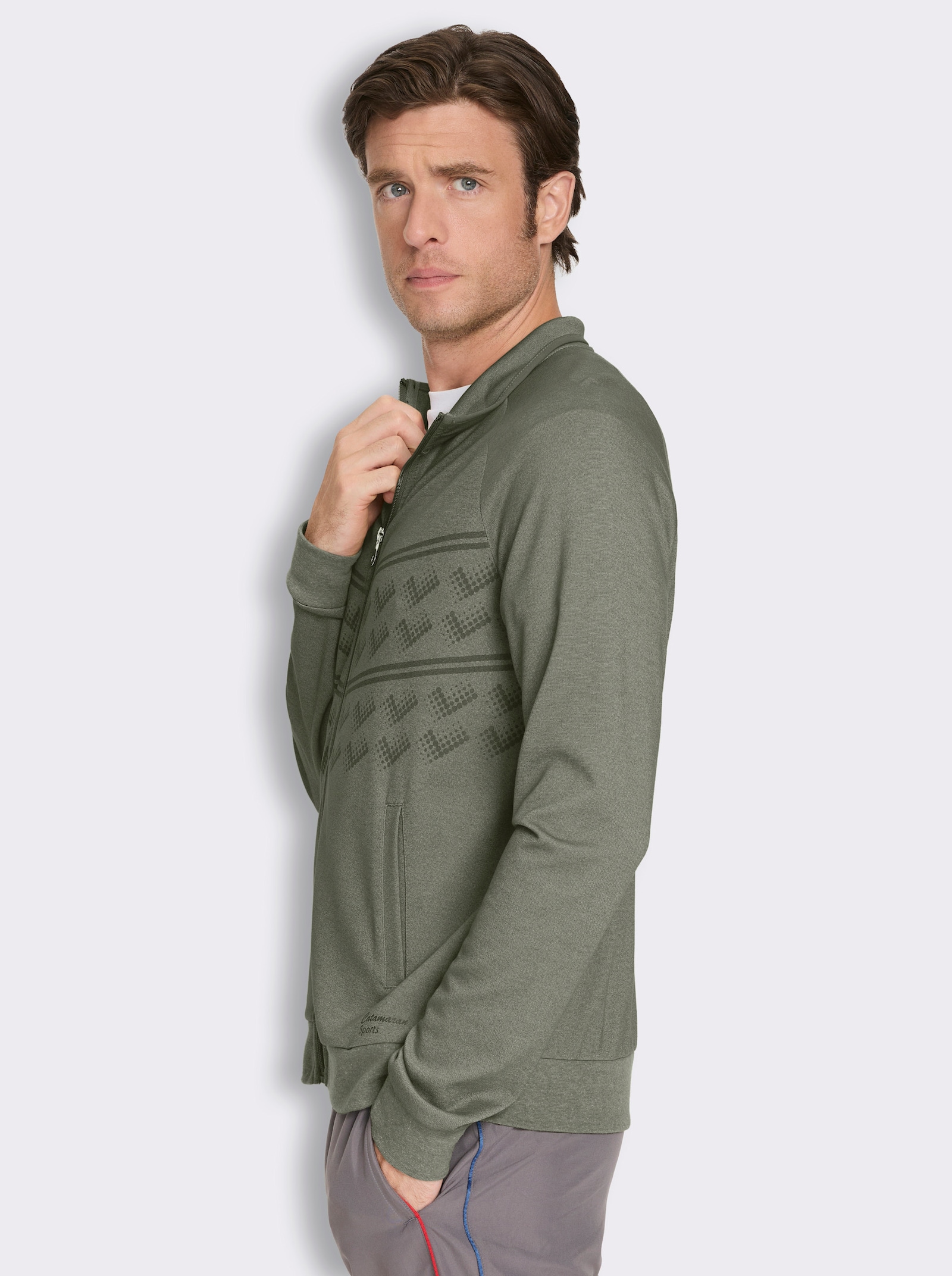 Catamaran Sports Sweatjacke mit Bündchenabschluss - khaki-meliert