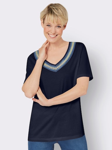 V-Shirt - marine-himmelblau