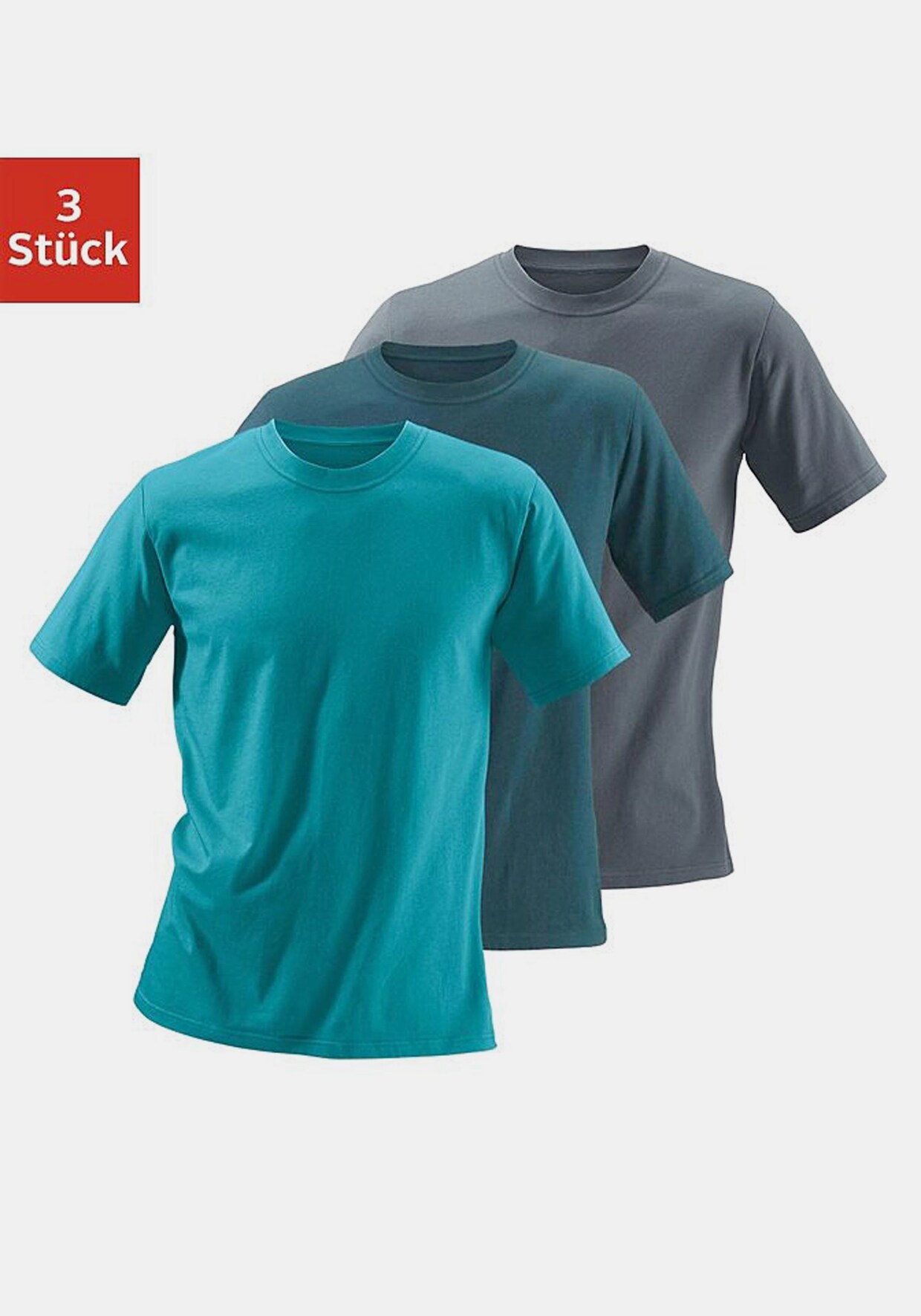 H.I.S T-Shirt - 1x dunkelpetrol + 1x dunkelgrau + 1x petrol