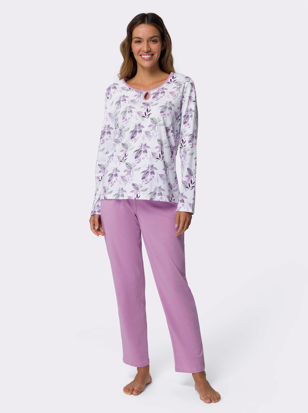 Pyjama - wit/orchidee bedrukt