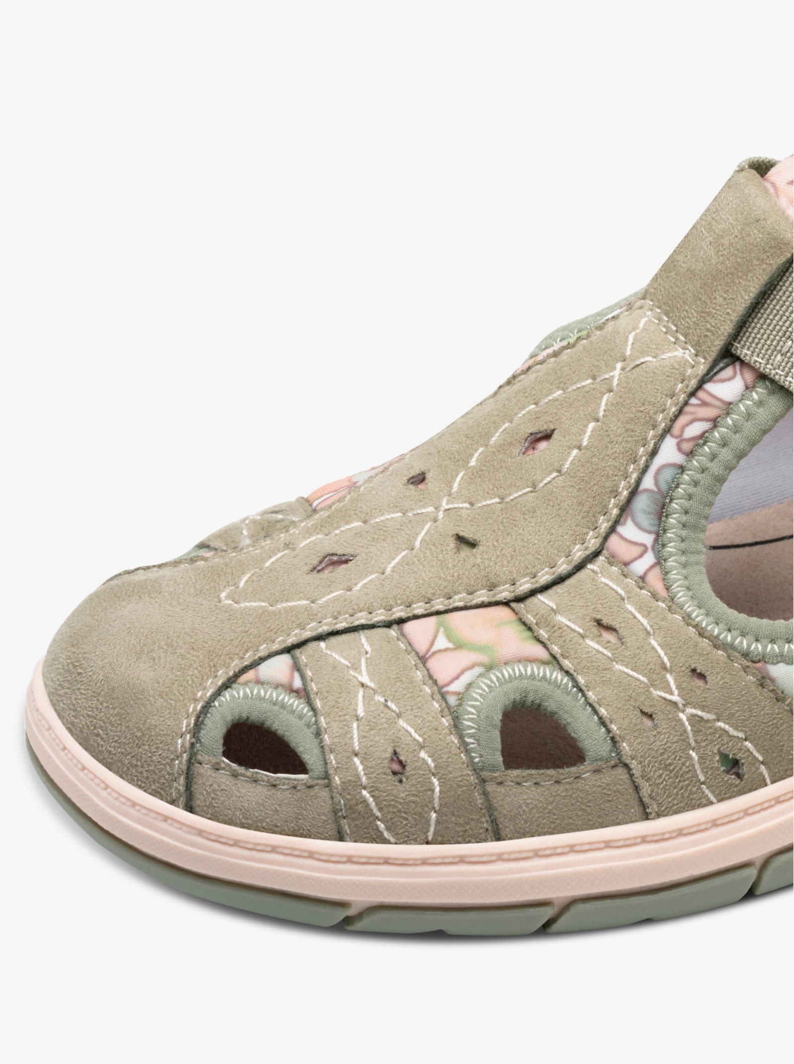 Jana Klittenbandschoen met bloemenprint - leem