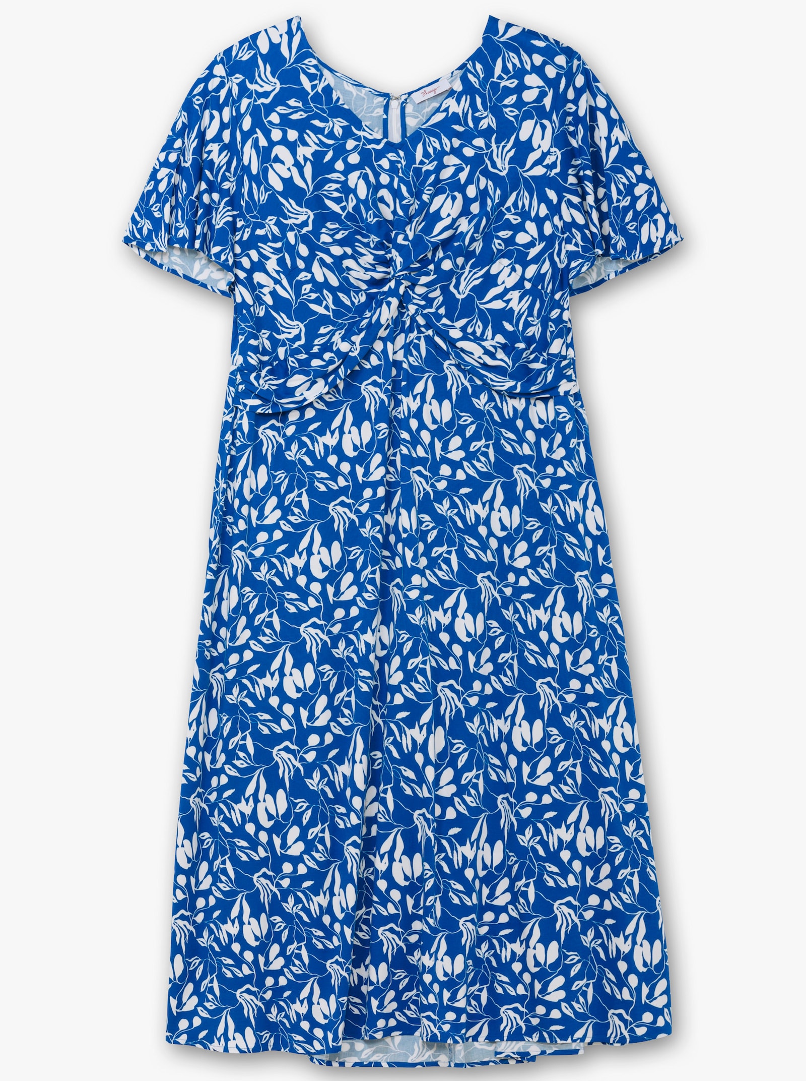 sheego Sommerkleid mit Knotendetail in der Taille - kobalt-bedruckt