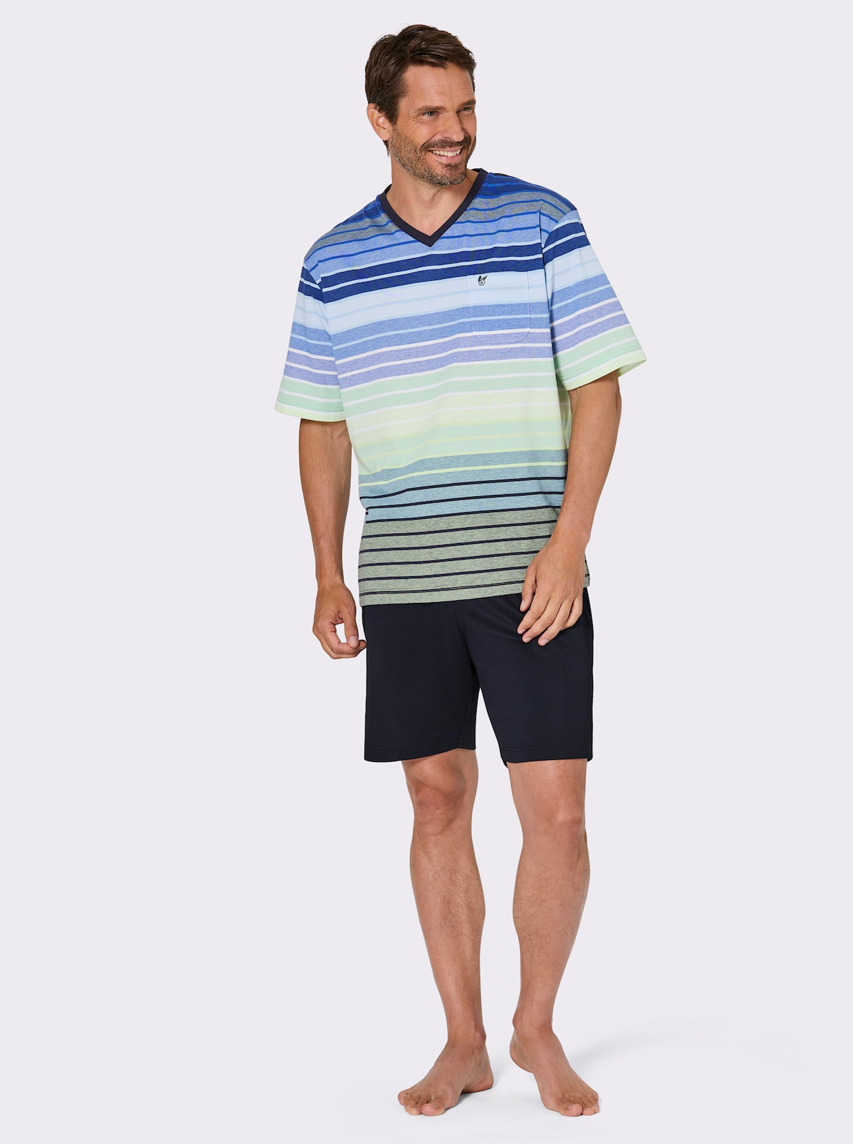 Hajo Shorty - marine-pistazie-geringelt