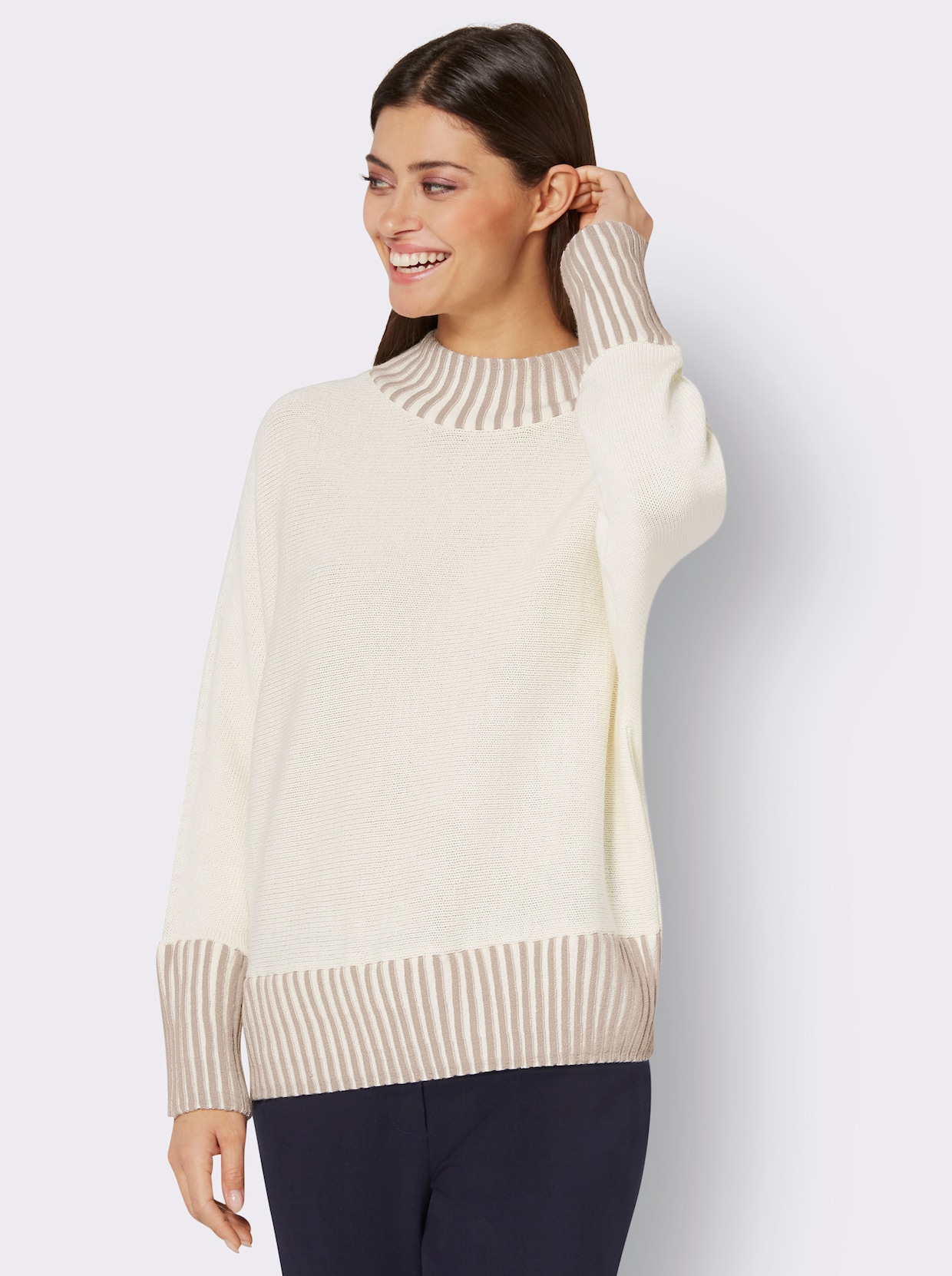 Pull en mélange de laine vierge - écru-sésame