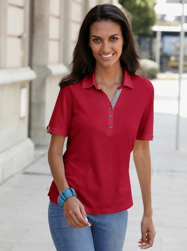 Poloshirt mit Zierriegel - rot