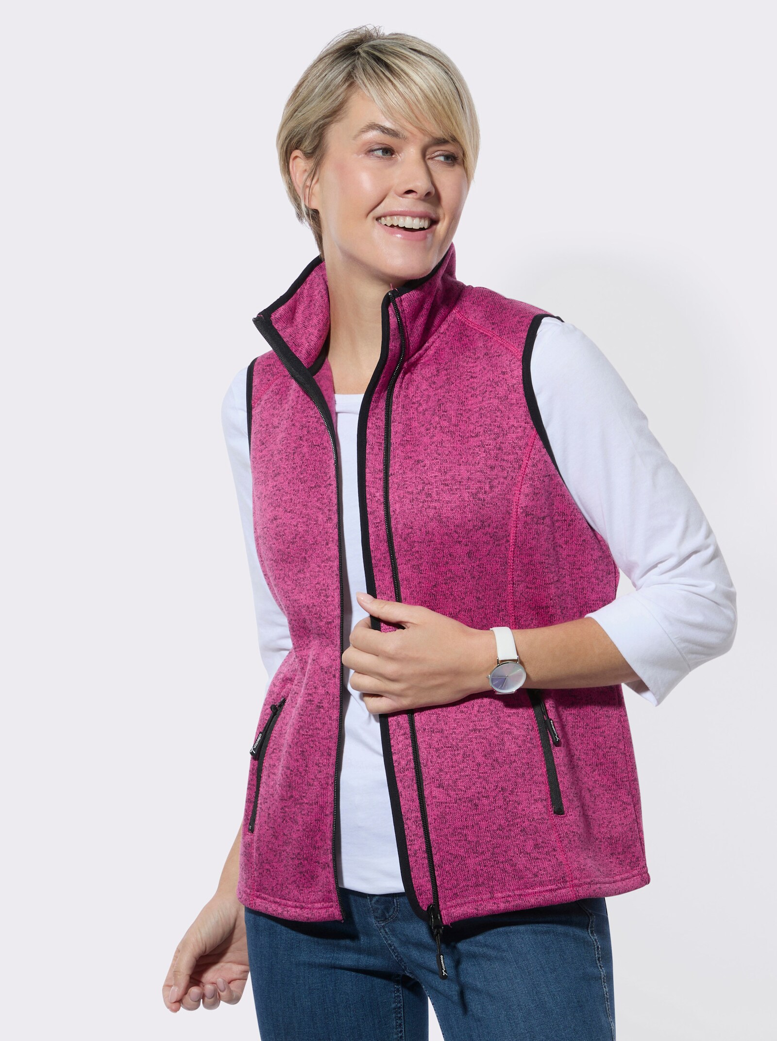 Fleeceweste mit Antipilling-Ausrüstung - fuchsia-meliert