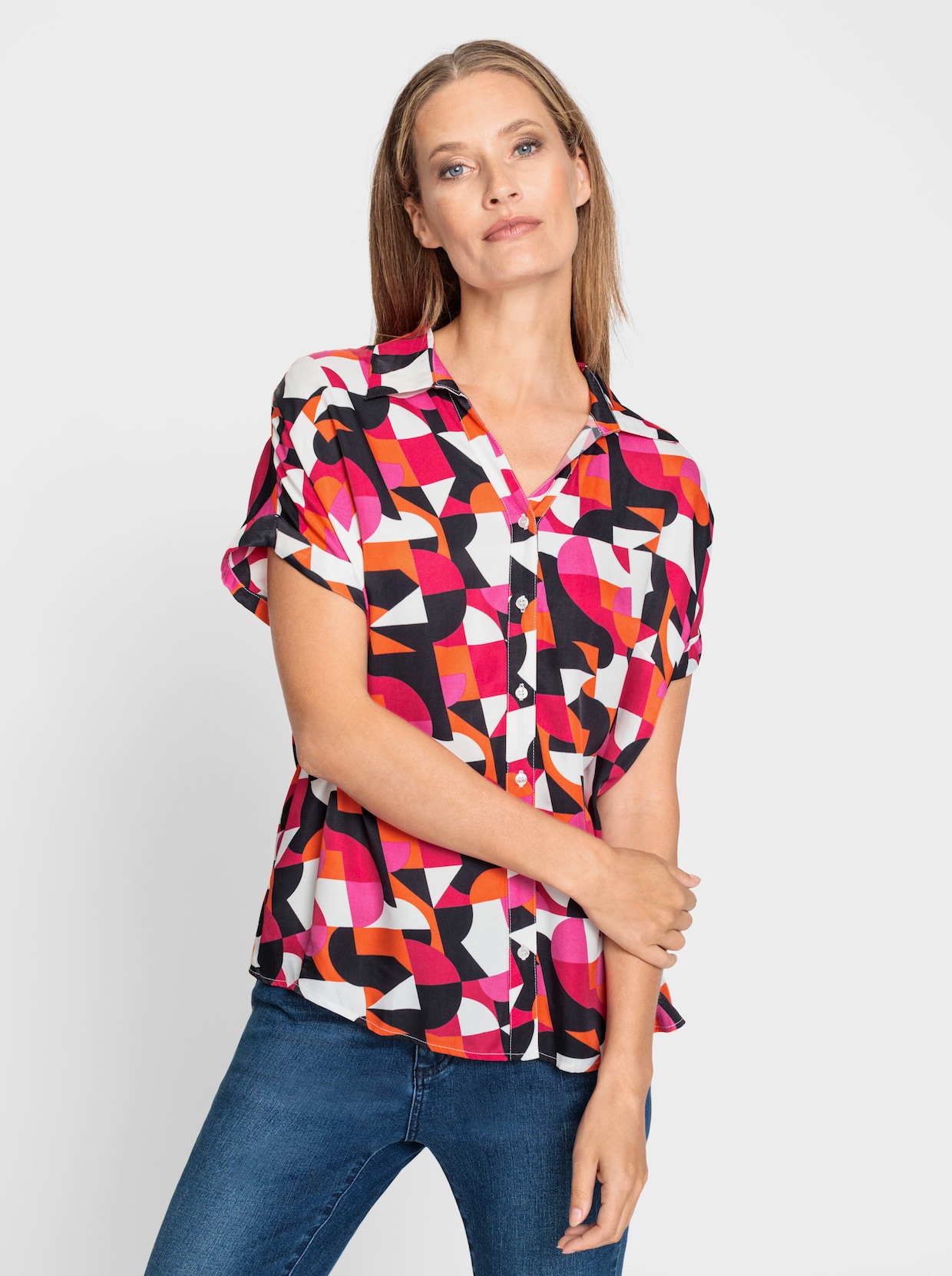 heine Blouse met print - pink/zwart bedrukt