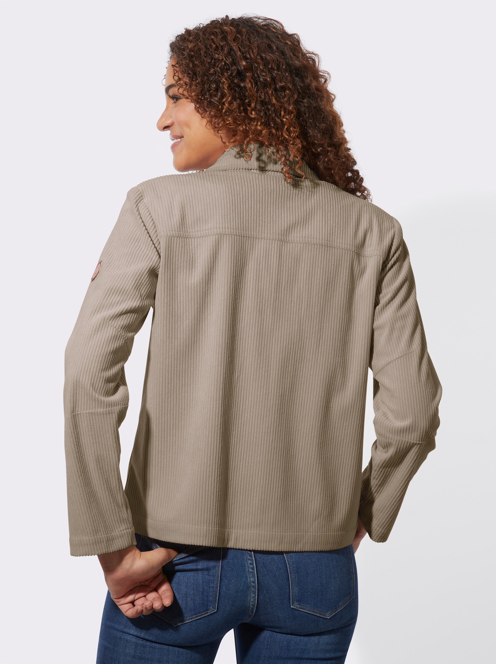 Cordjacke mit Hemdkragen - sesam