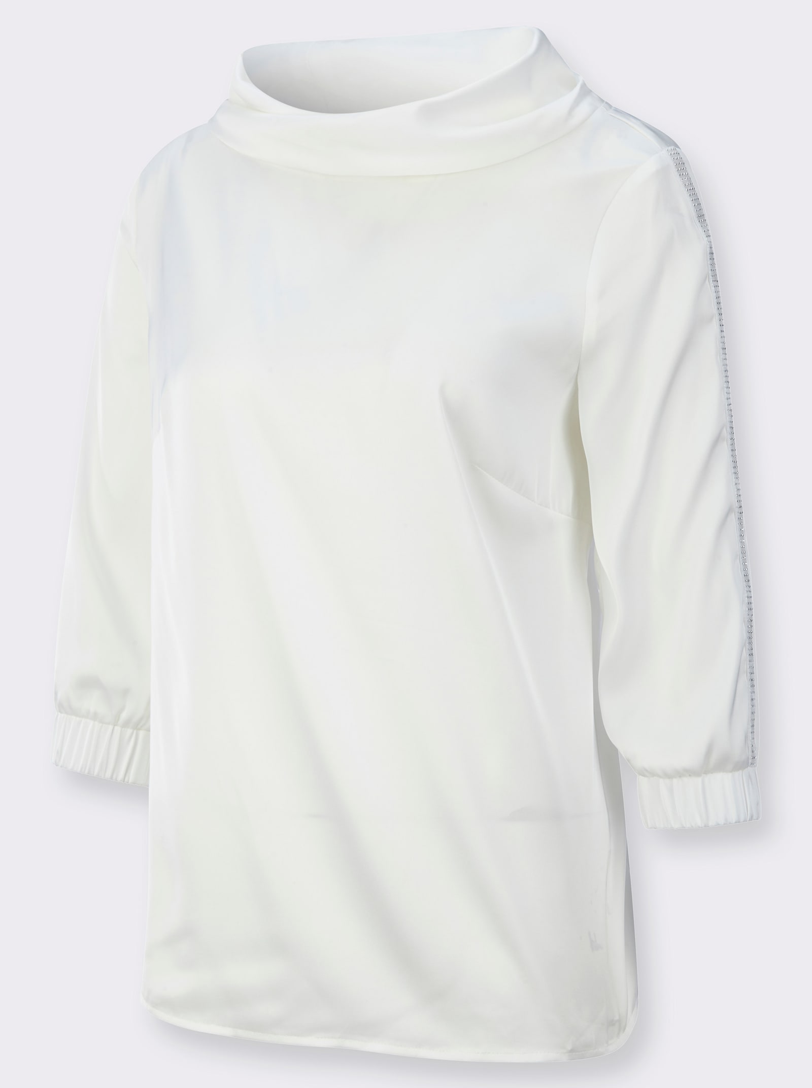 Satinbluse mit modischem Kragen - ecru