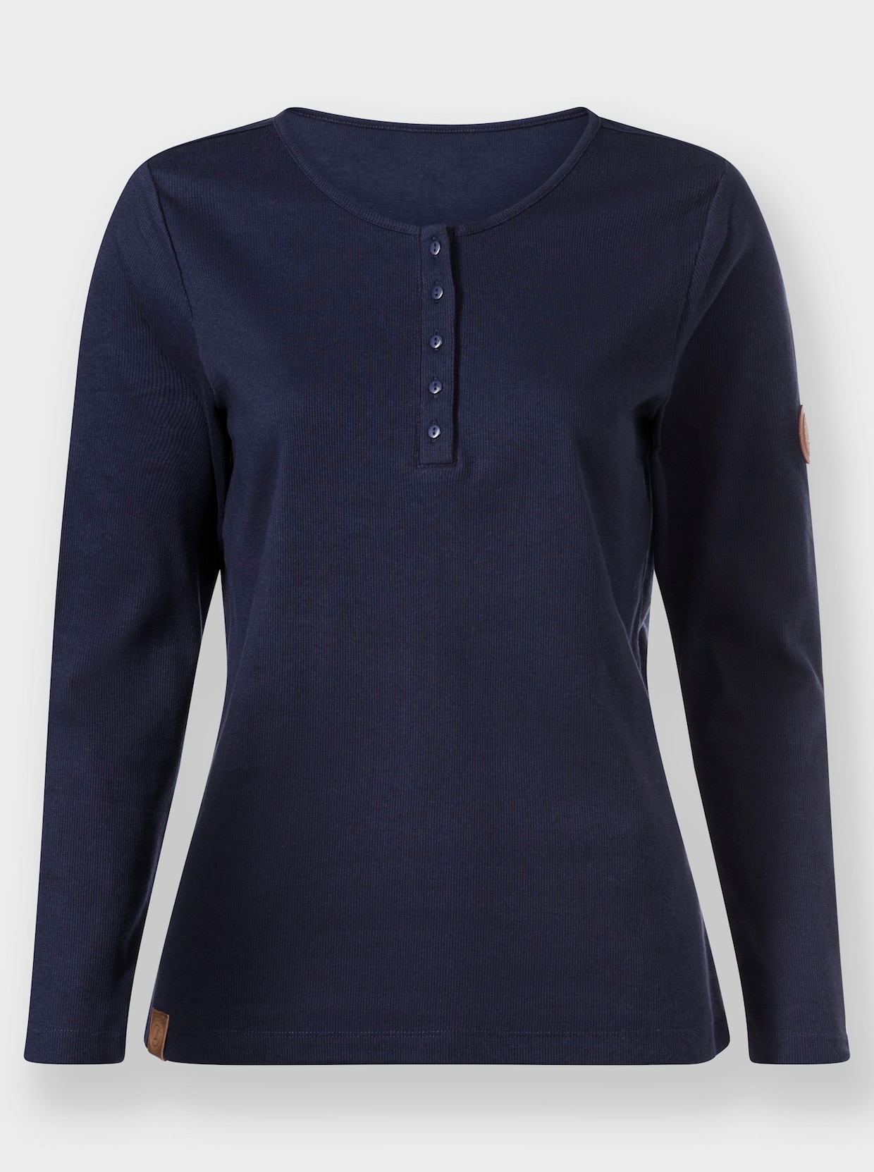 Rundhalsshirt in gerippter Baumwoll-Qualität - marine