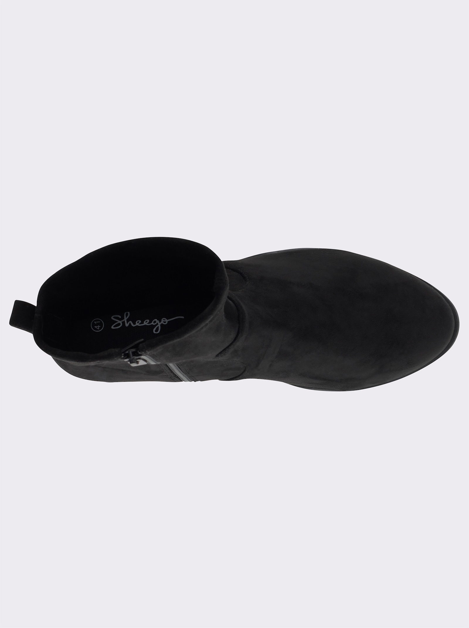 sheego Stiefelette in Wildleder-Optik - schwarz