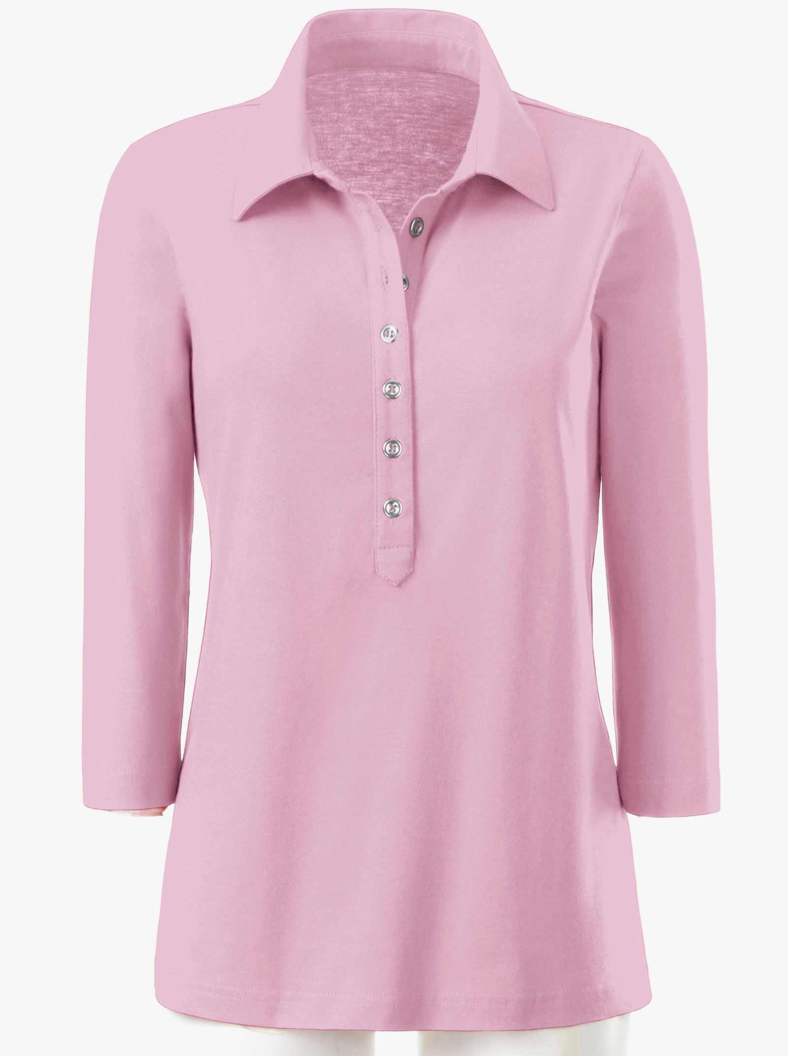 Poloshirt mit langer Knopfleiste - rosé